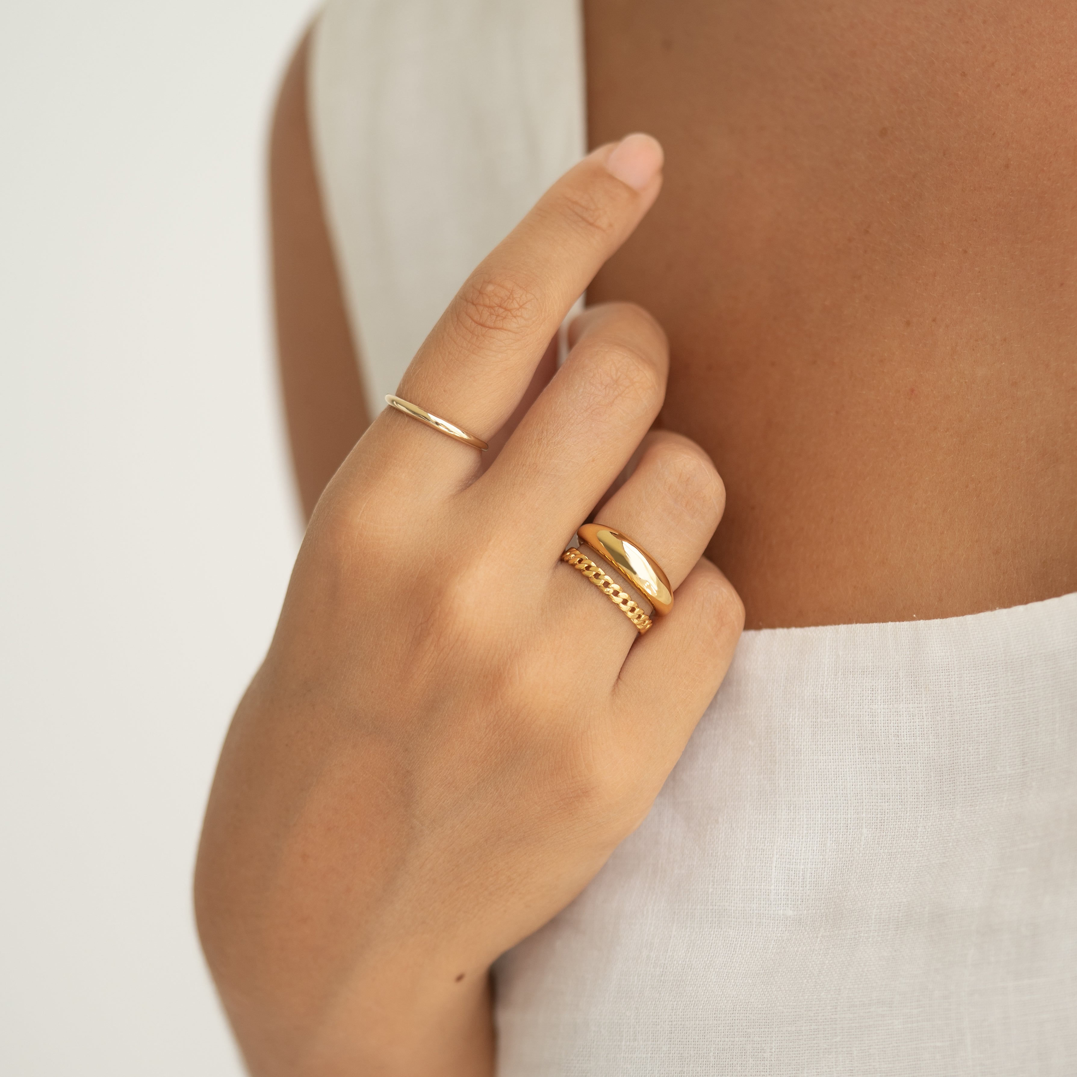14K Gold Puffy Tapered Statement Ring