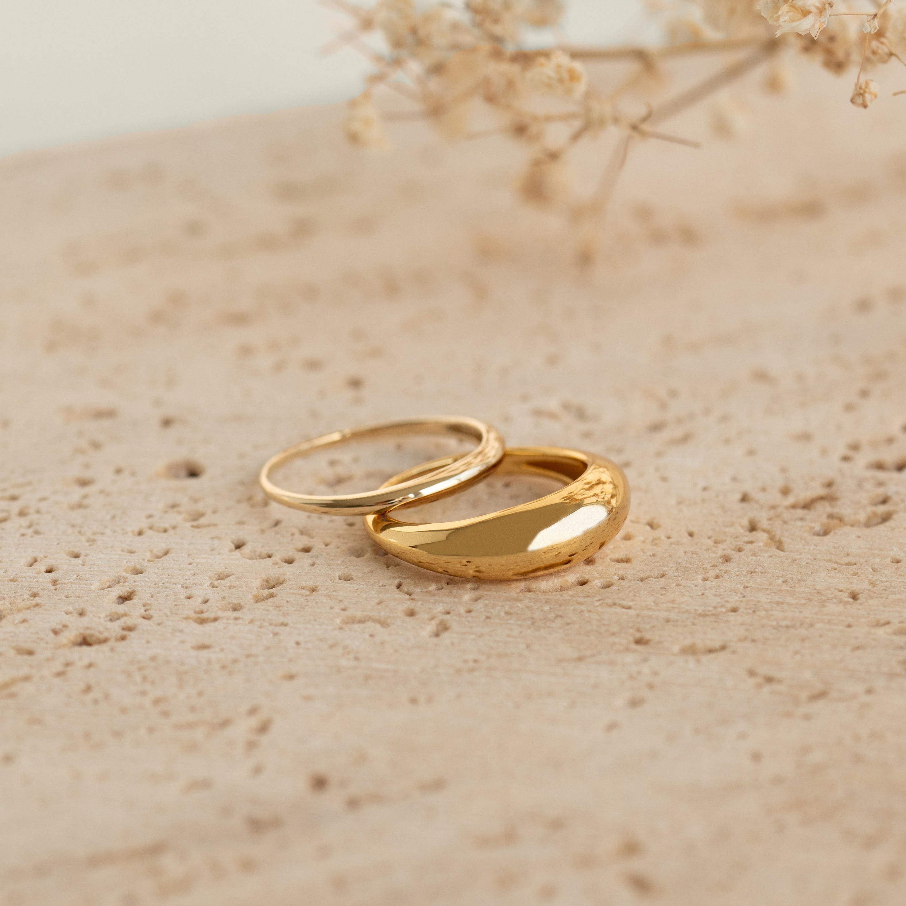 14K Gold Puffy Tapered Statement Ring