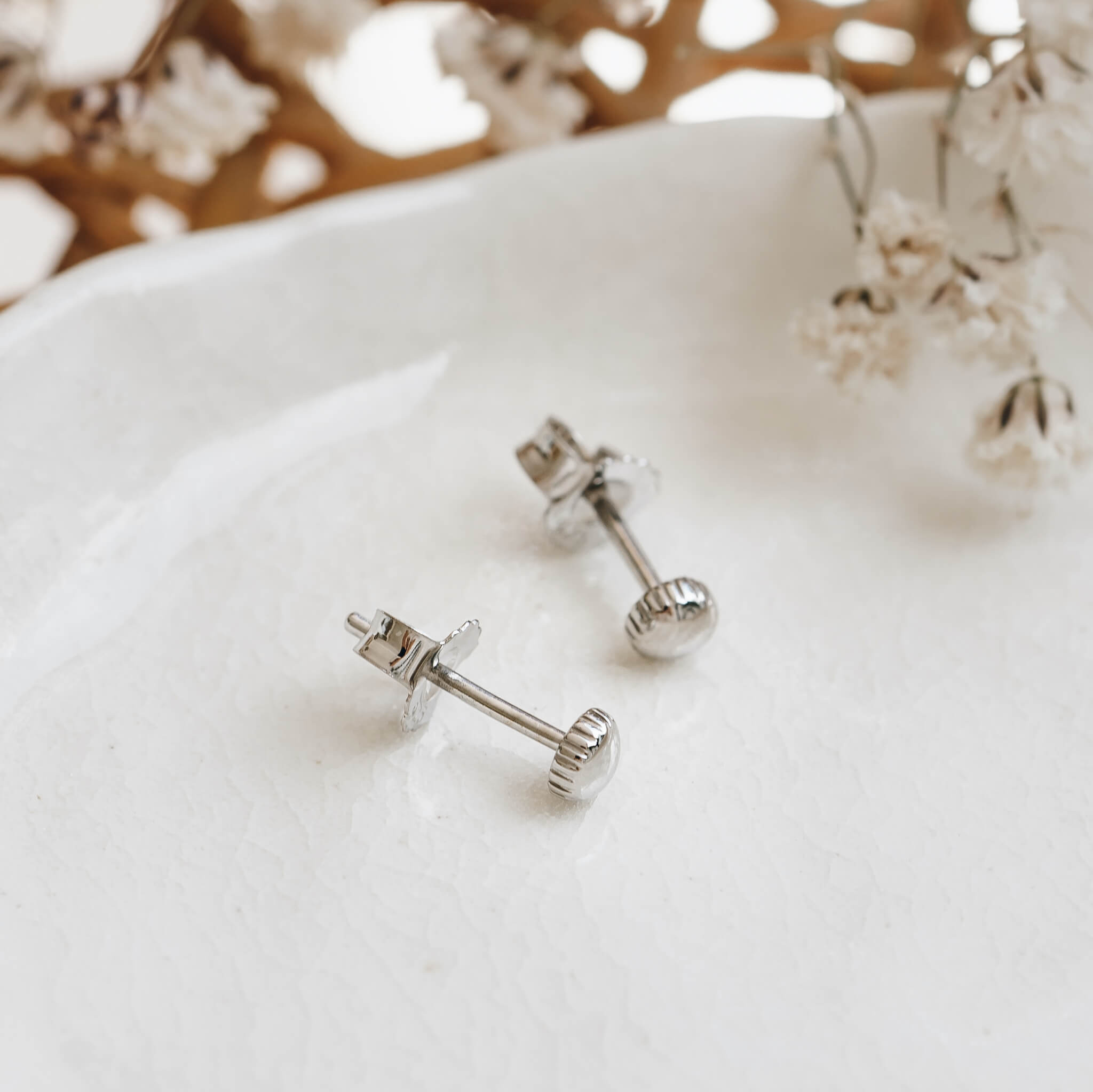 Ridge Silver Stud Earrings