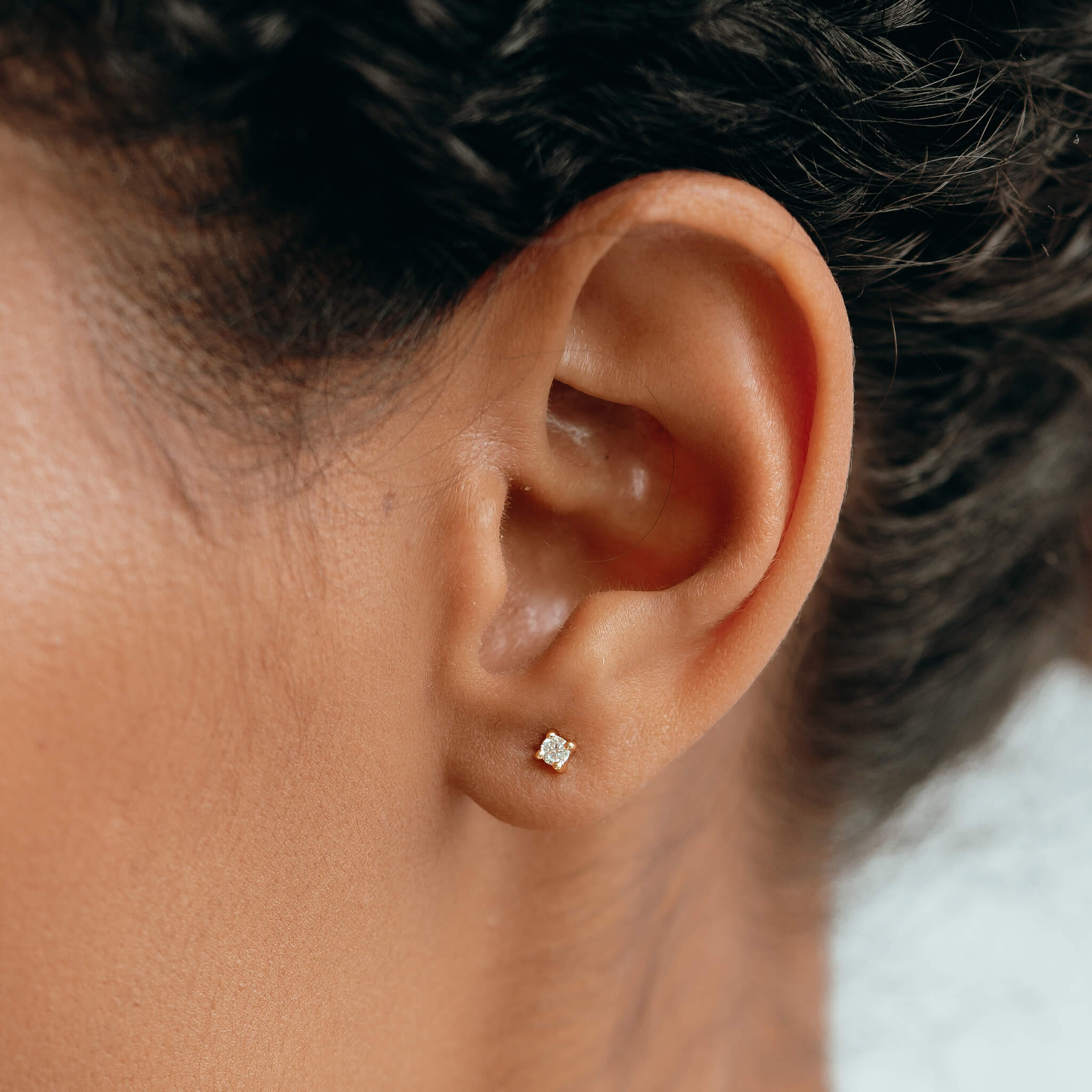 14K Gold Timeless Solitaire Diamond Stud Earrings