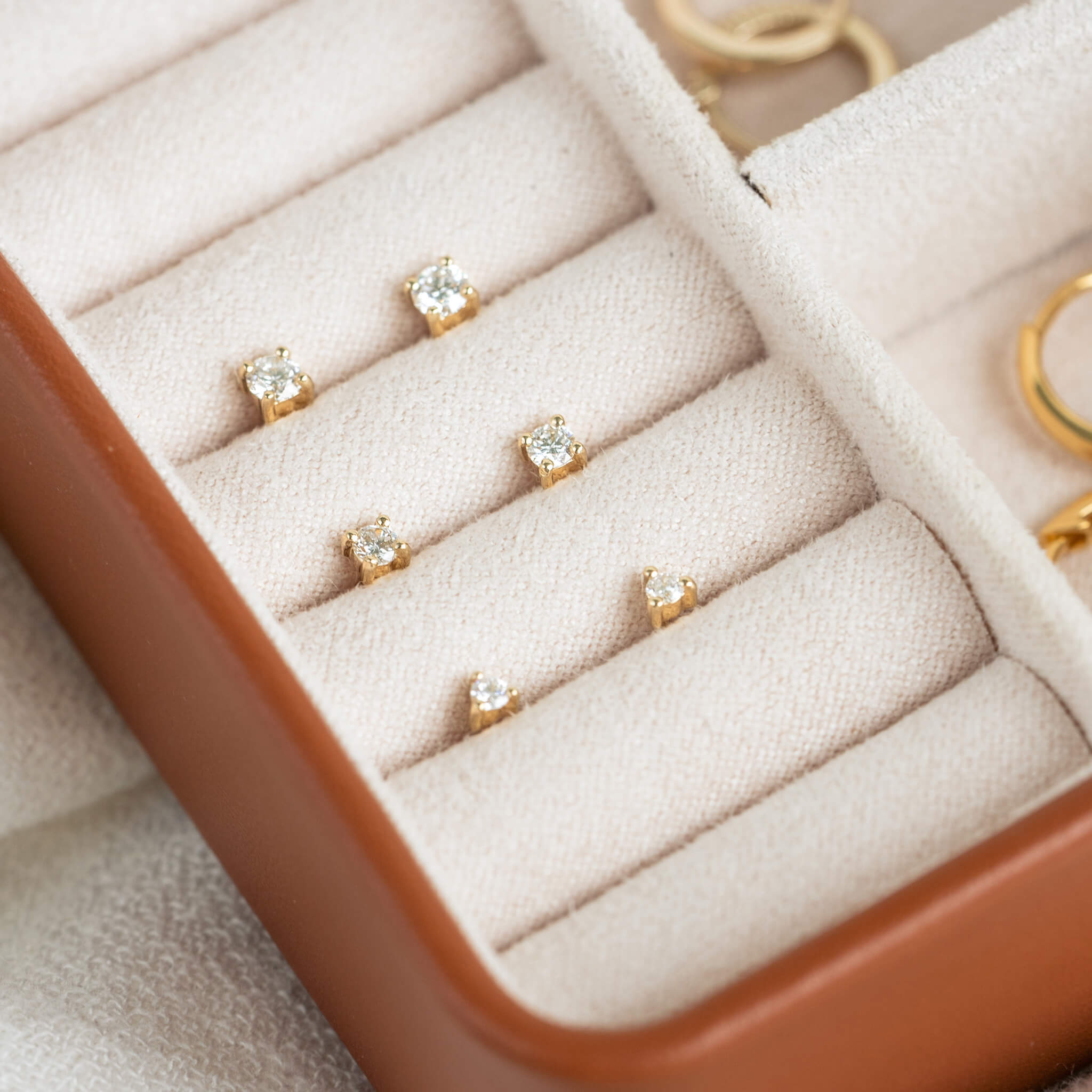 14K Gold Timeless Solitaire Diamond Stud Earrings