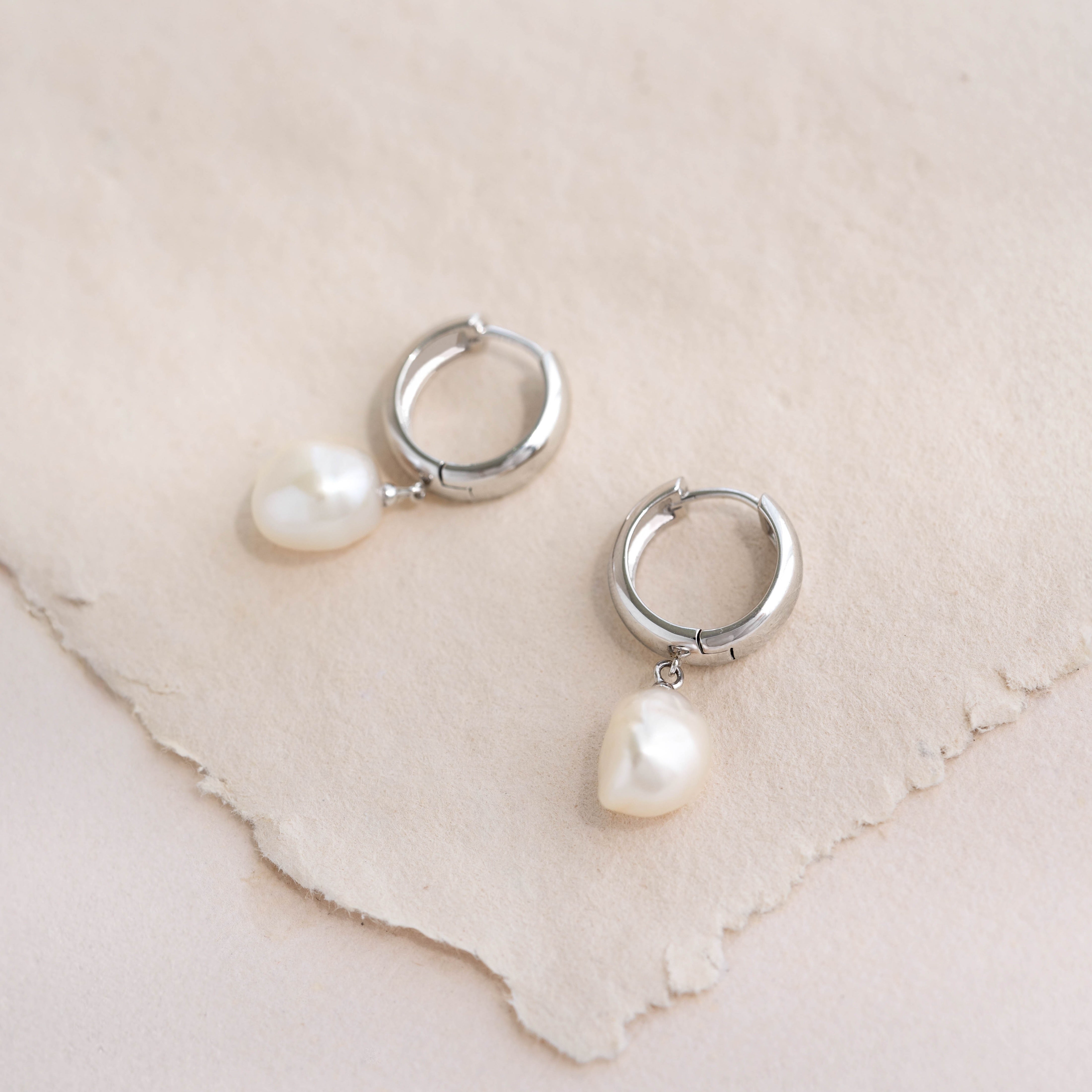 Boho Luxe Baroque Hoops - Sterling Silver Pearl Statement Earrings