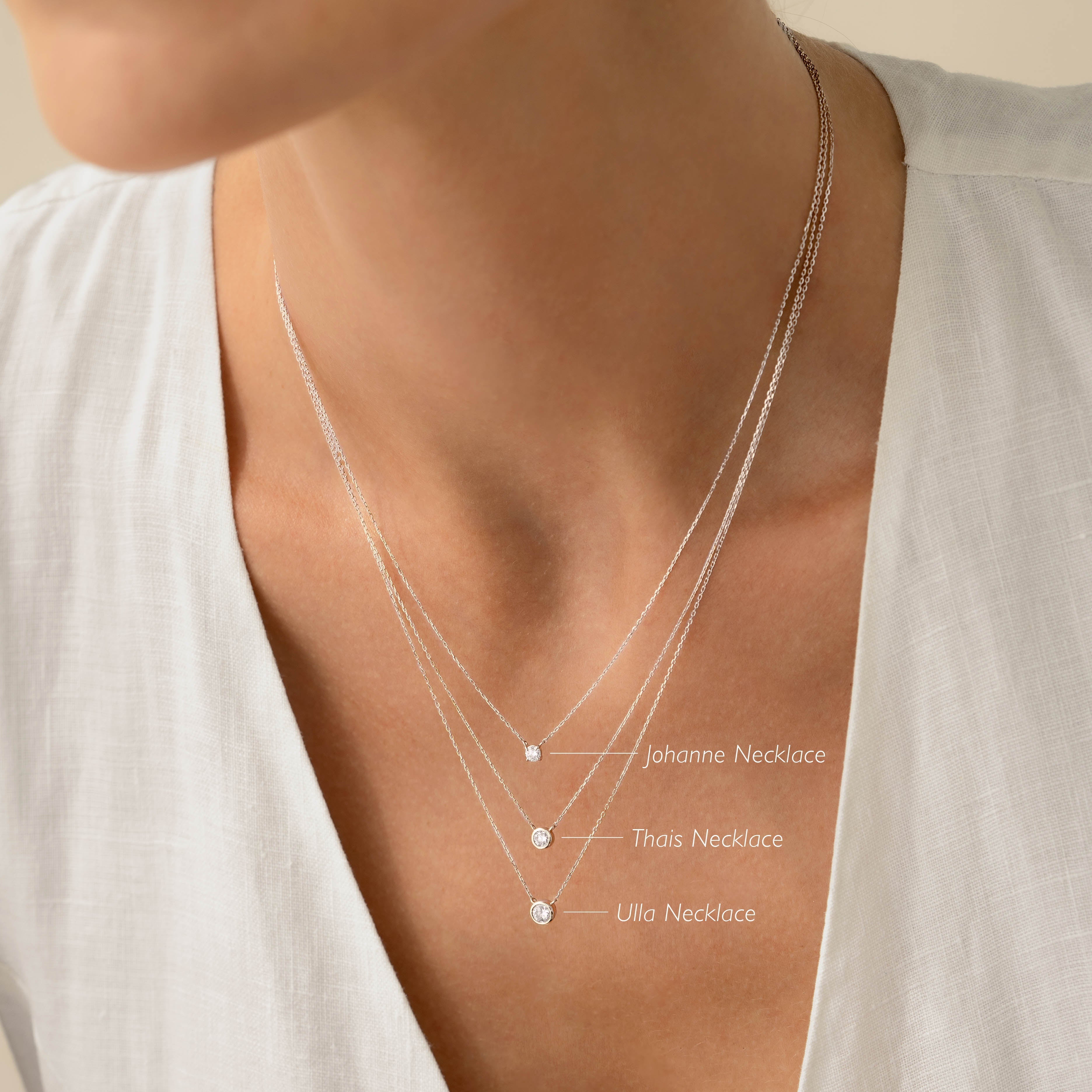14K White Gold Solitaire Diamond Necklace