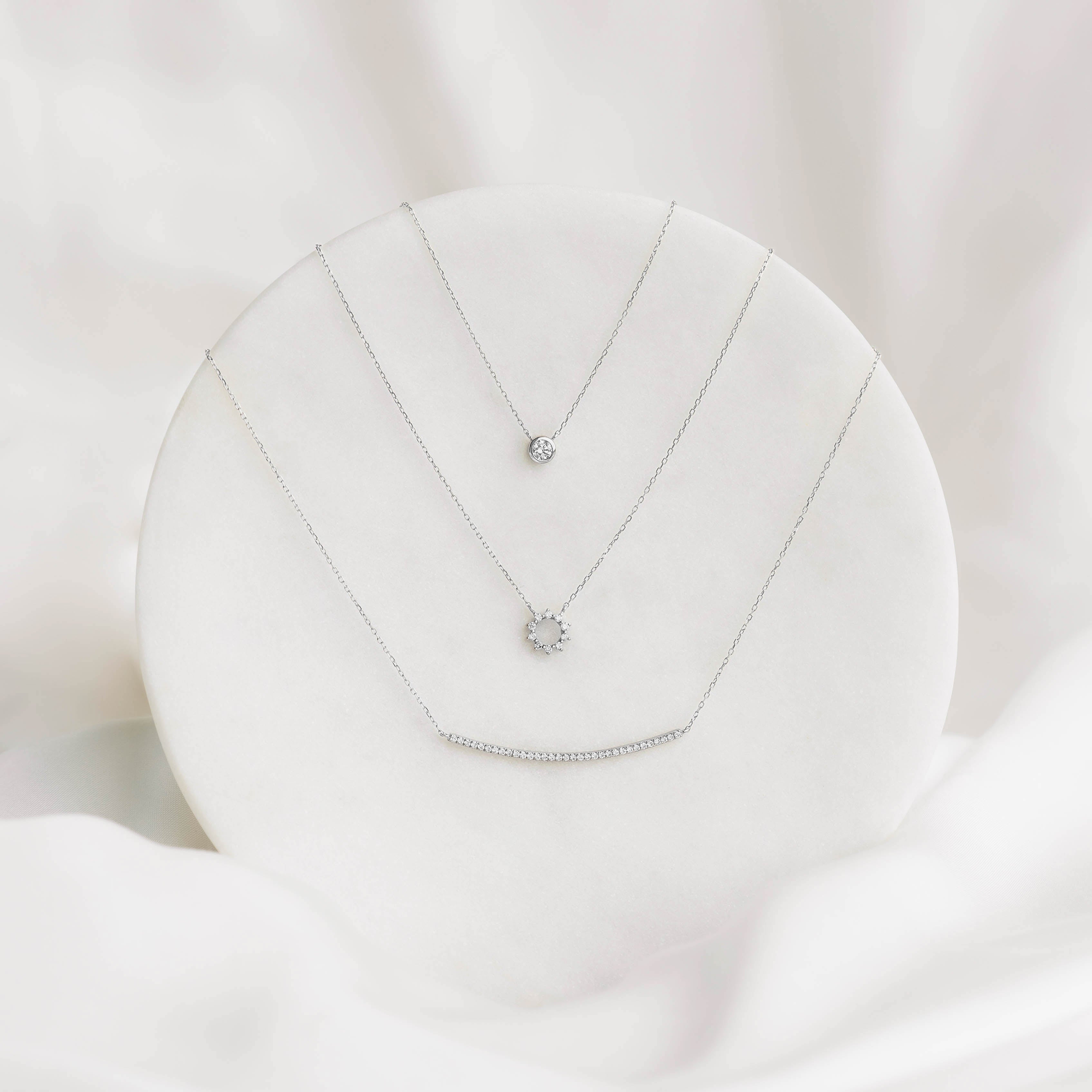14K White Gold Solitaire Diamond Necklace