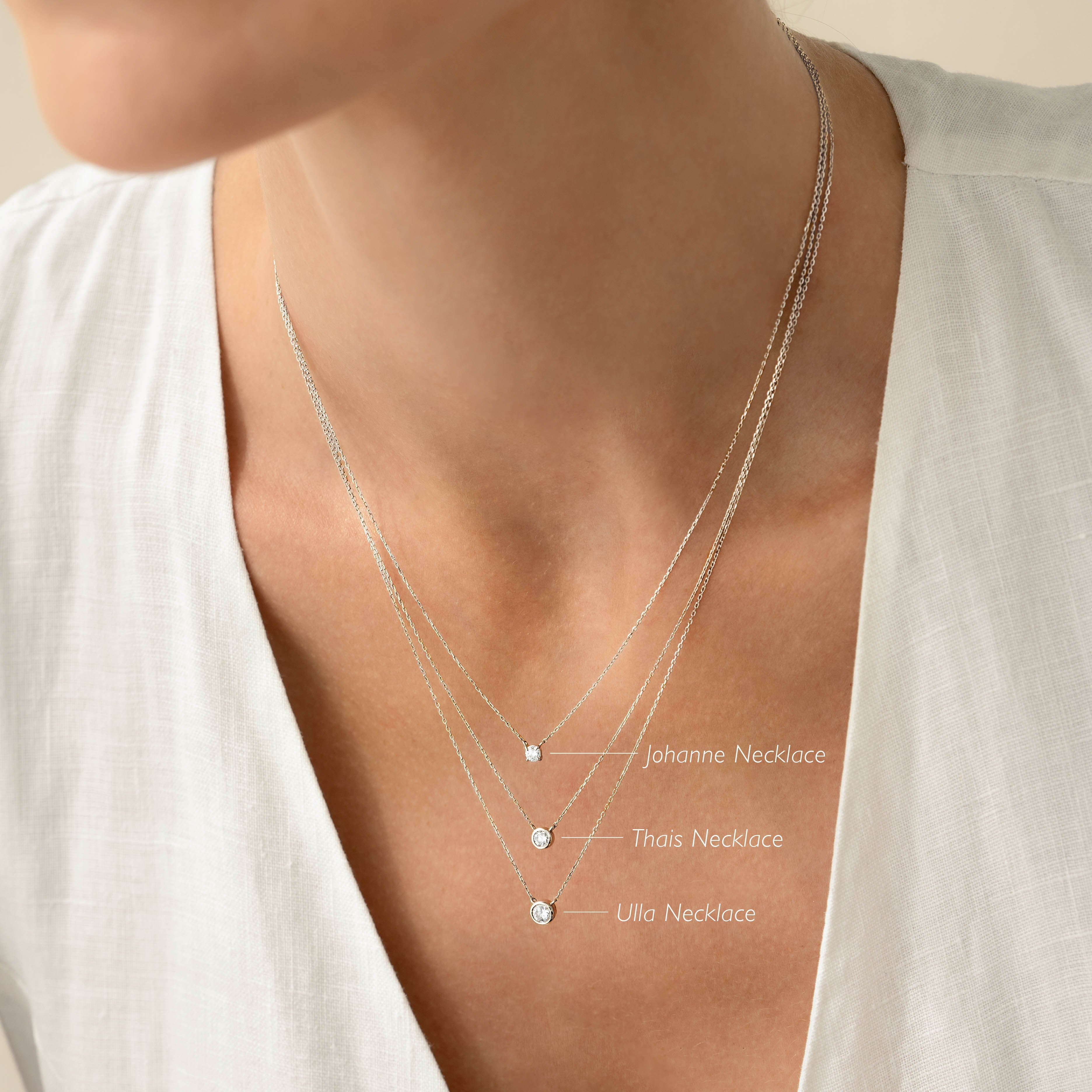 14K White Gold Classic Solitaire Diamond Necklace