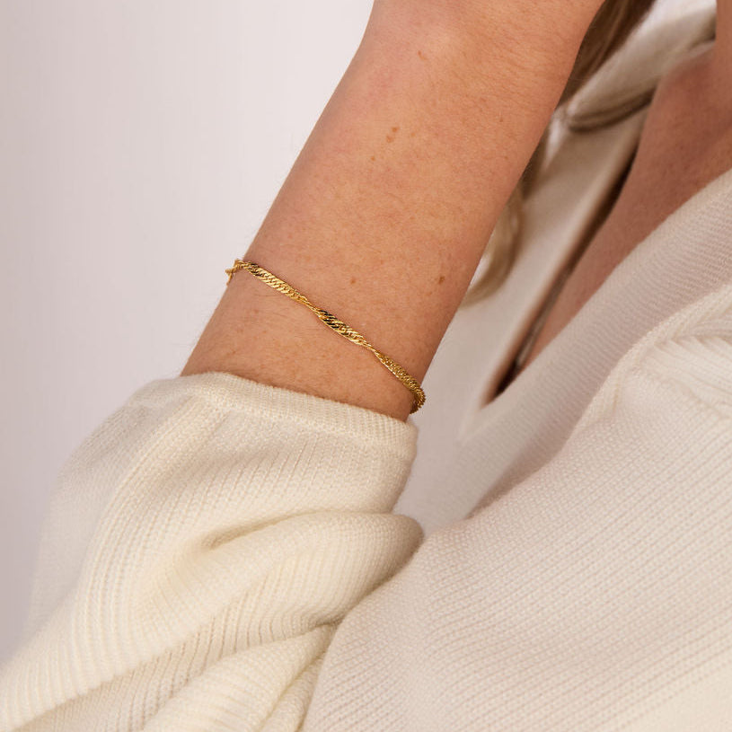 14K Gold Elaina Singapore Chain Bracelet