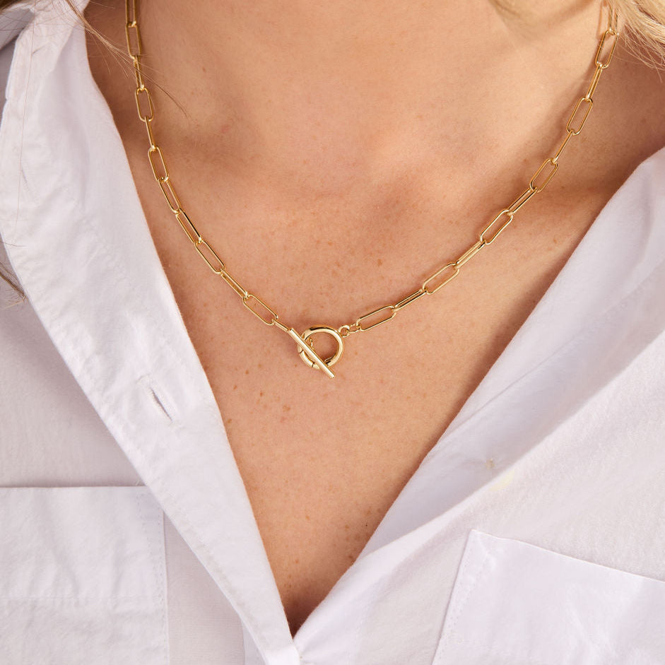 14K Gold Aurelle Charm Toggle Necklace