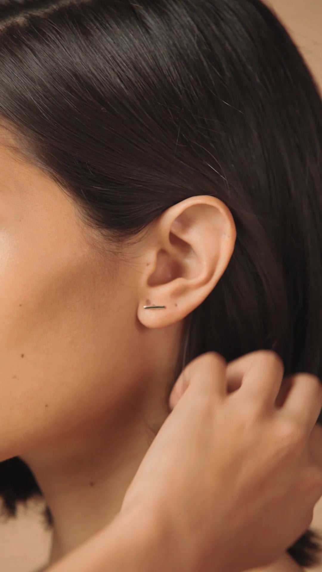 14K Gold Minimalist Bar Stud Earrings - 9mm