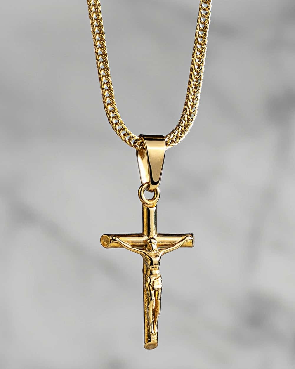 14K Gold Pure Crucifix Pendant Necklace