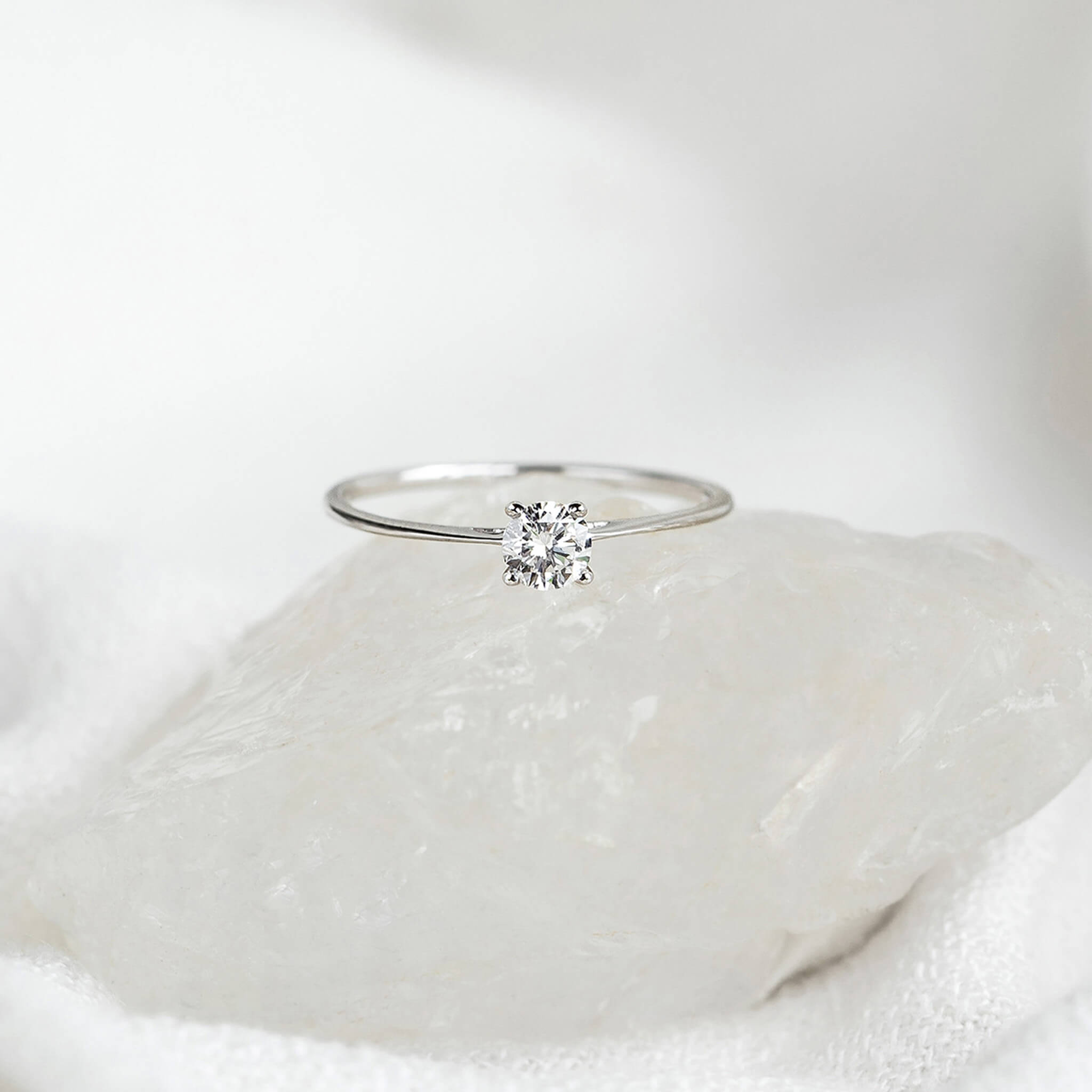 14K White Gold Round Diamond Solitaire Ring