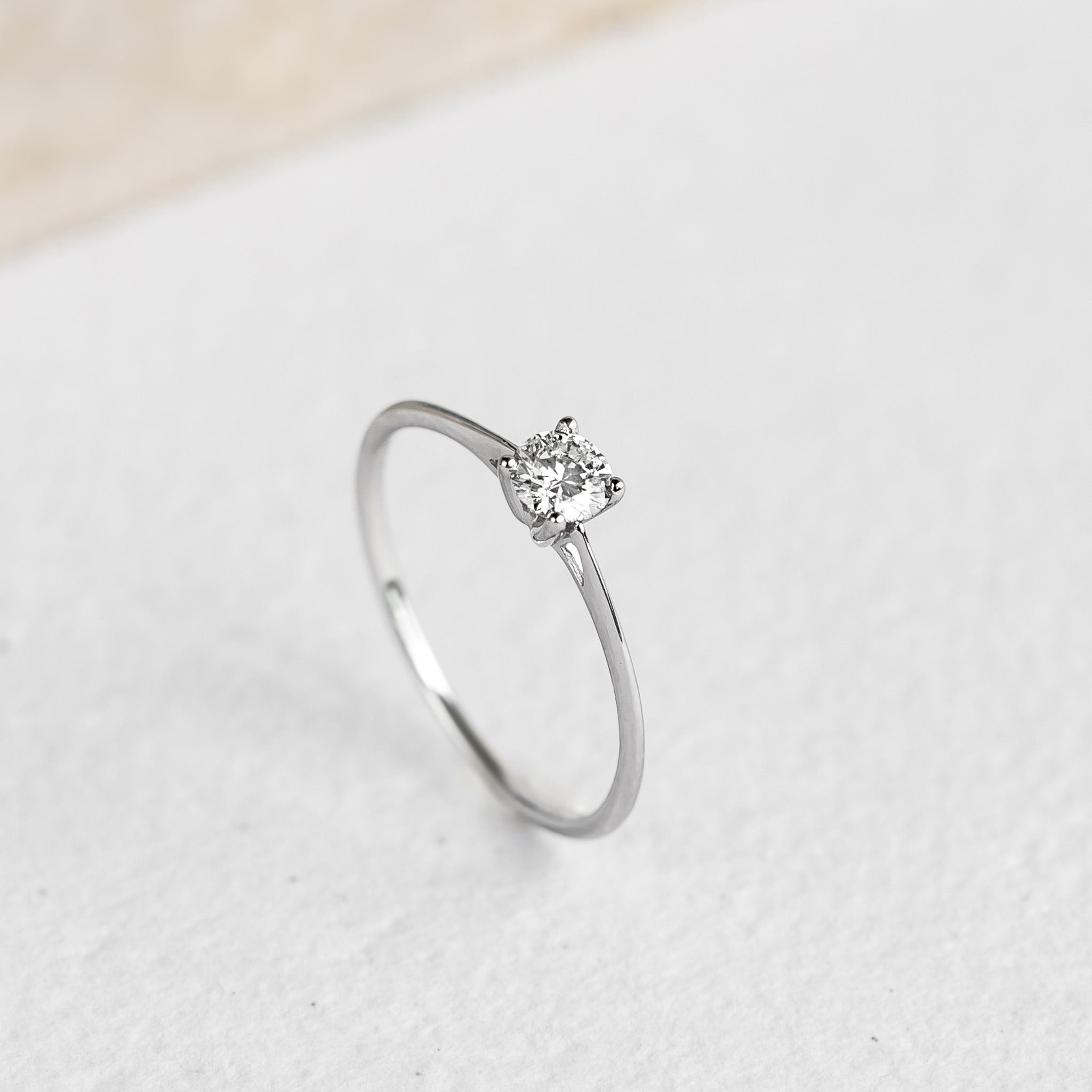 14K White Gold Round Diamond Solitaire Ring