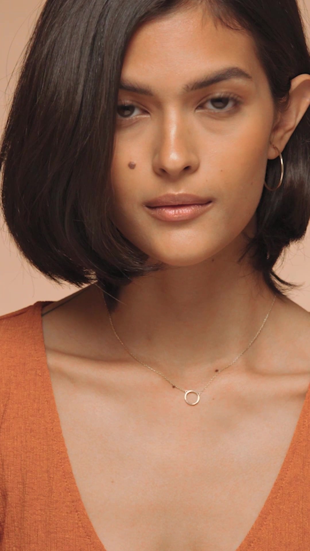 14K Gold Minimalist Circle Pendant Necklace