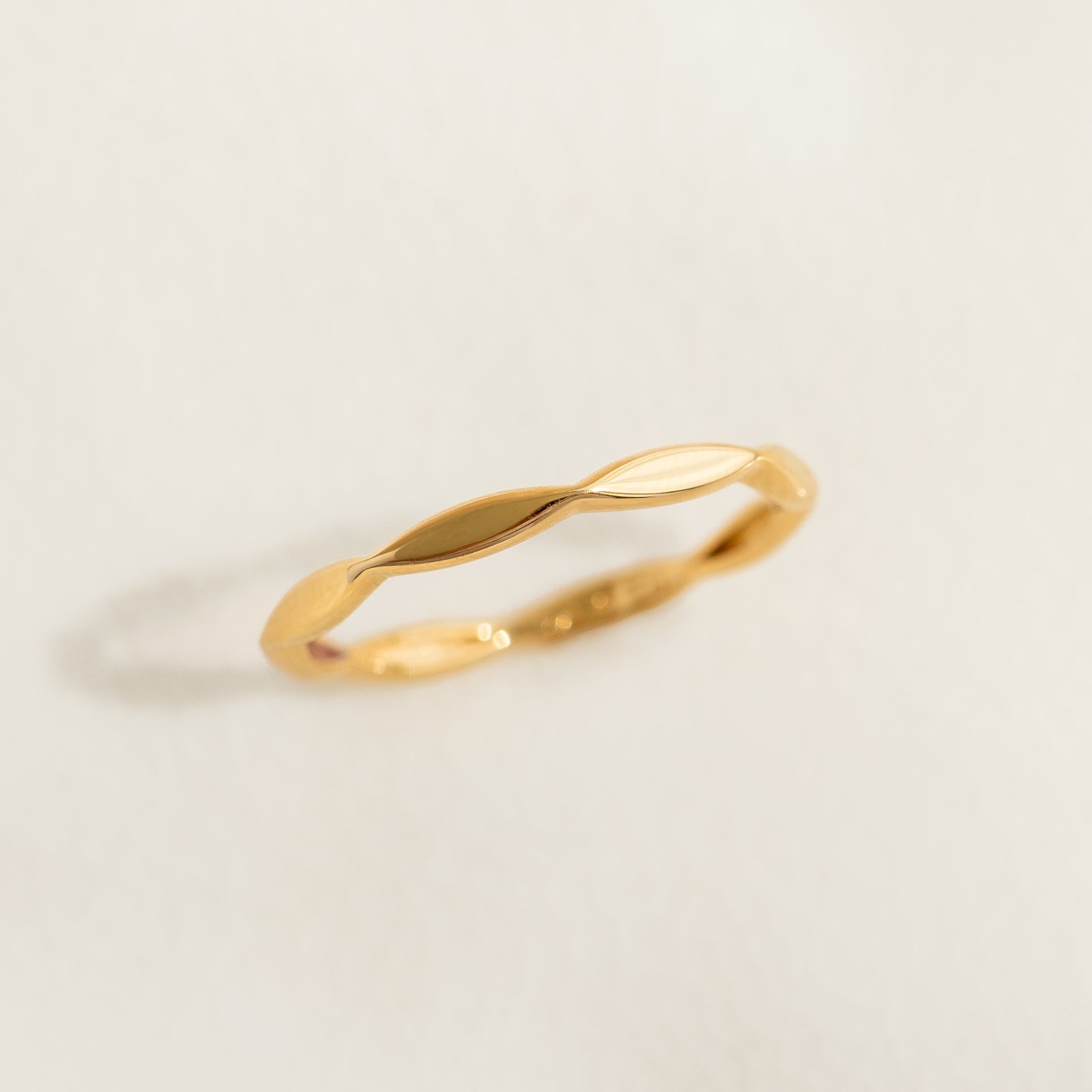 14K Gold Faceted Delicate Stacking Ring