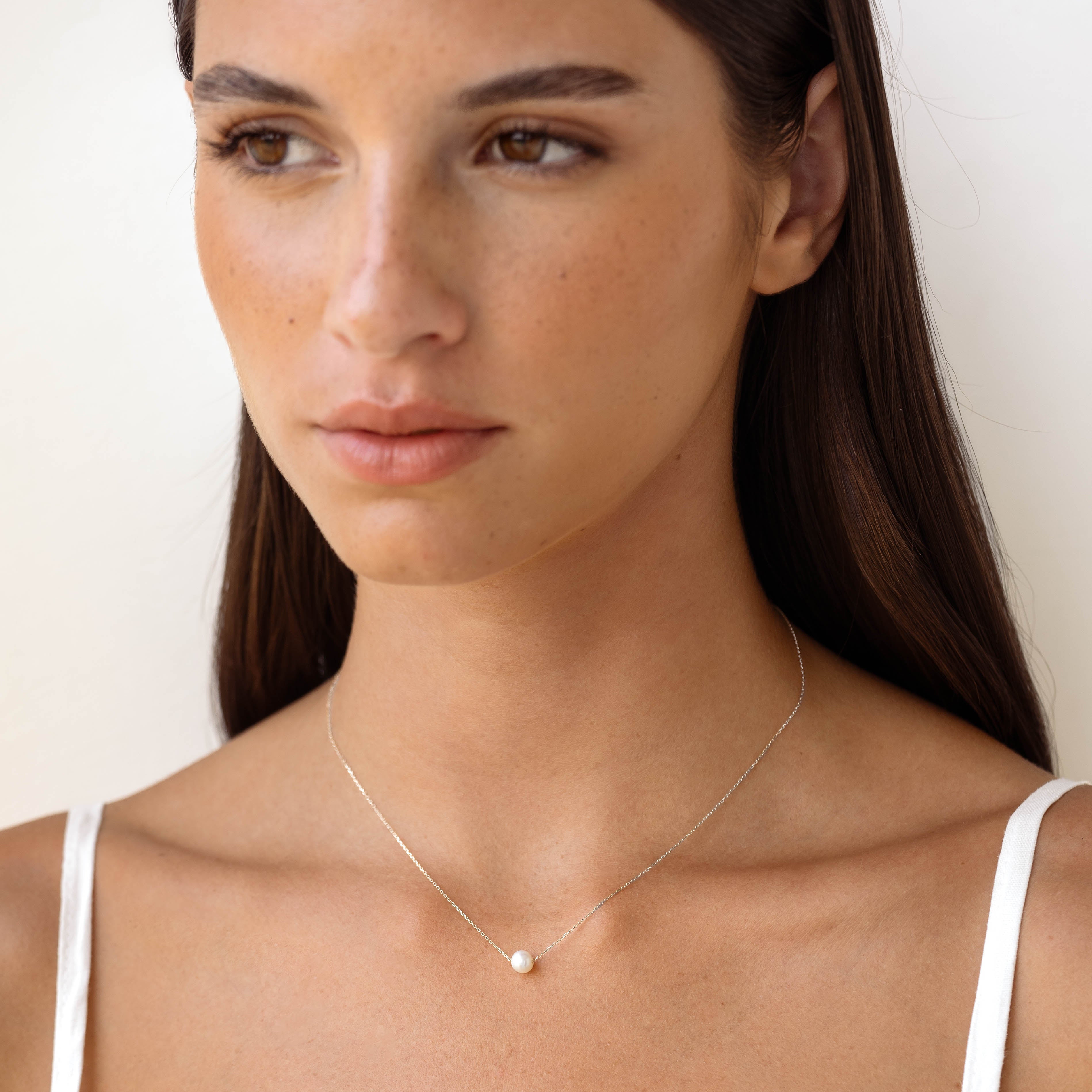 14K White Gold Freshwater Pearl Necklace