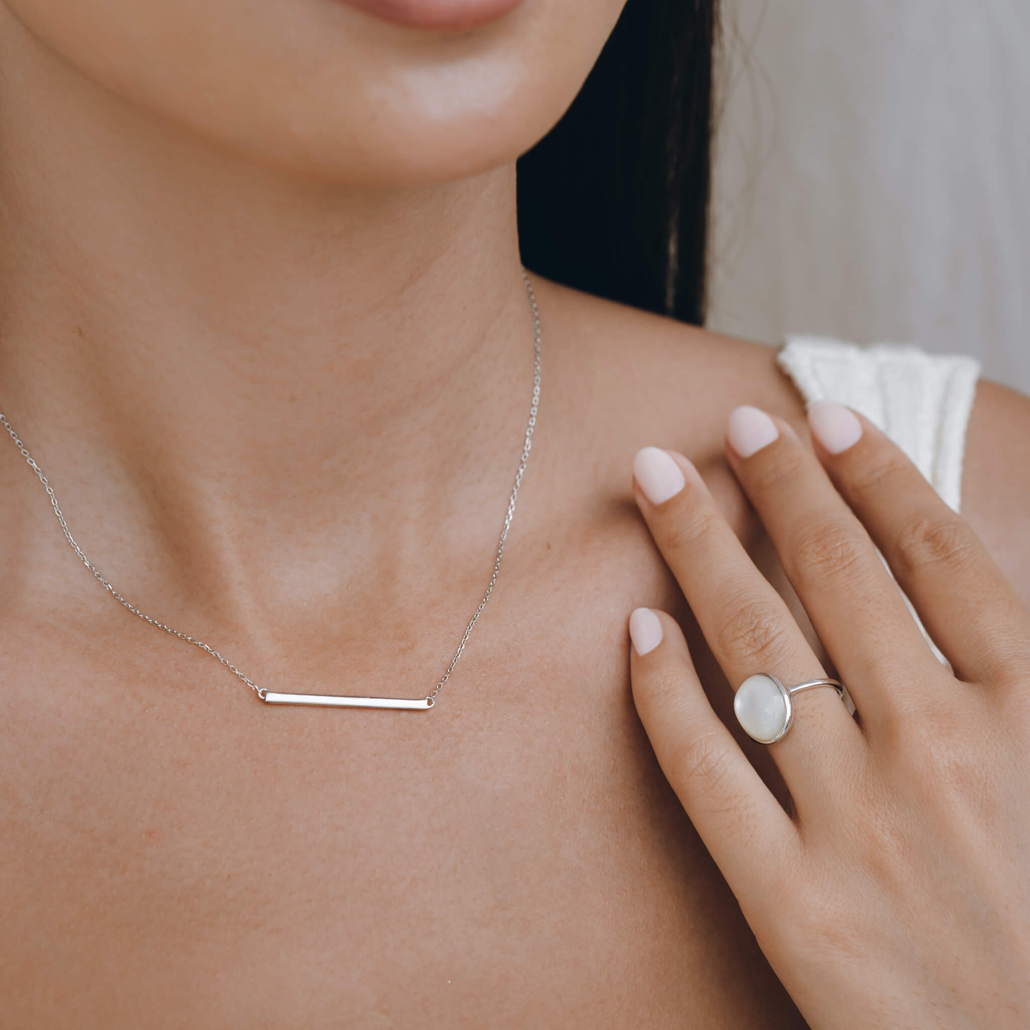 Everyday Silver Bar Pendant Necklace