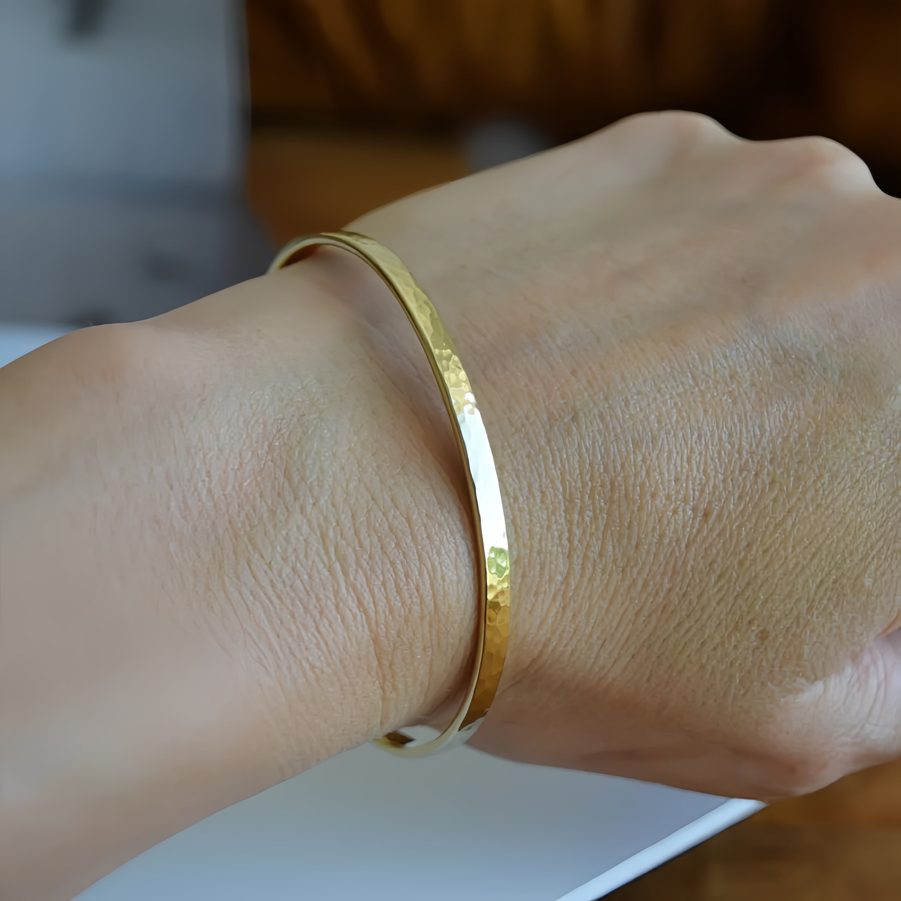 14K Textured Gold Open Cuff Bracelet