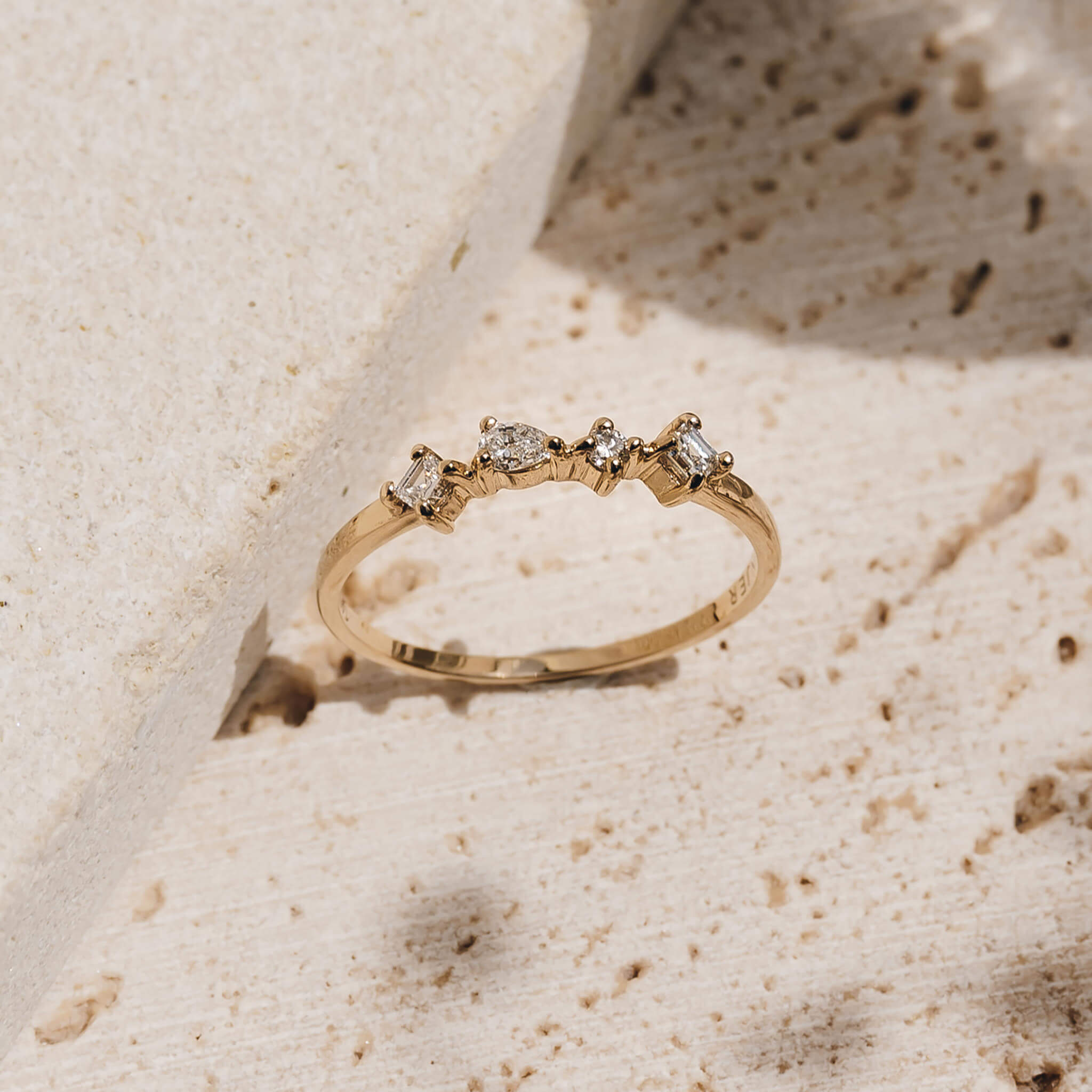 14K Gold Mixed Cut Diamond Band Ring