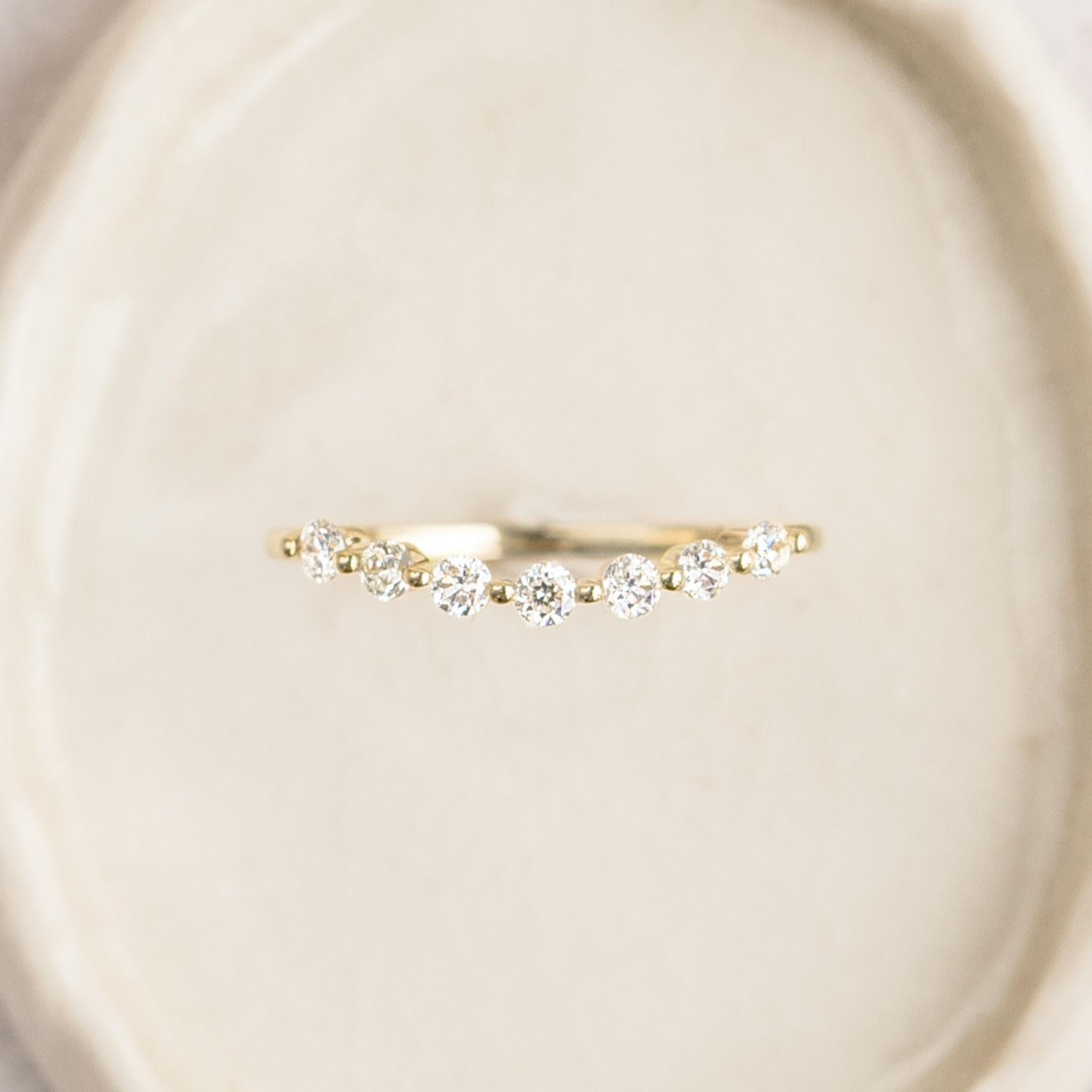 14K Yellow Gold Curved Diamond Band Ring