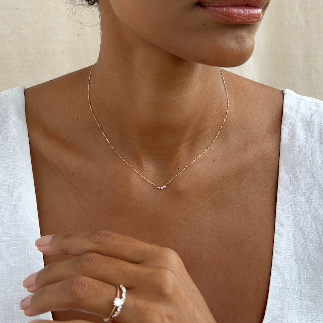 14K Gold Celestial Arc Diamond Necklace