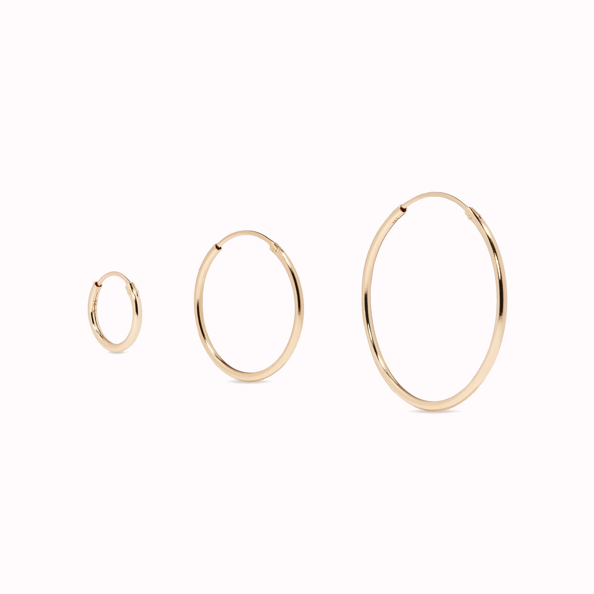 14K Gold Trio Hoop Earrings Set - 10mm/18mm/25mm