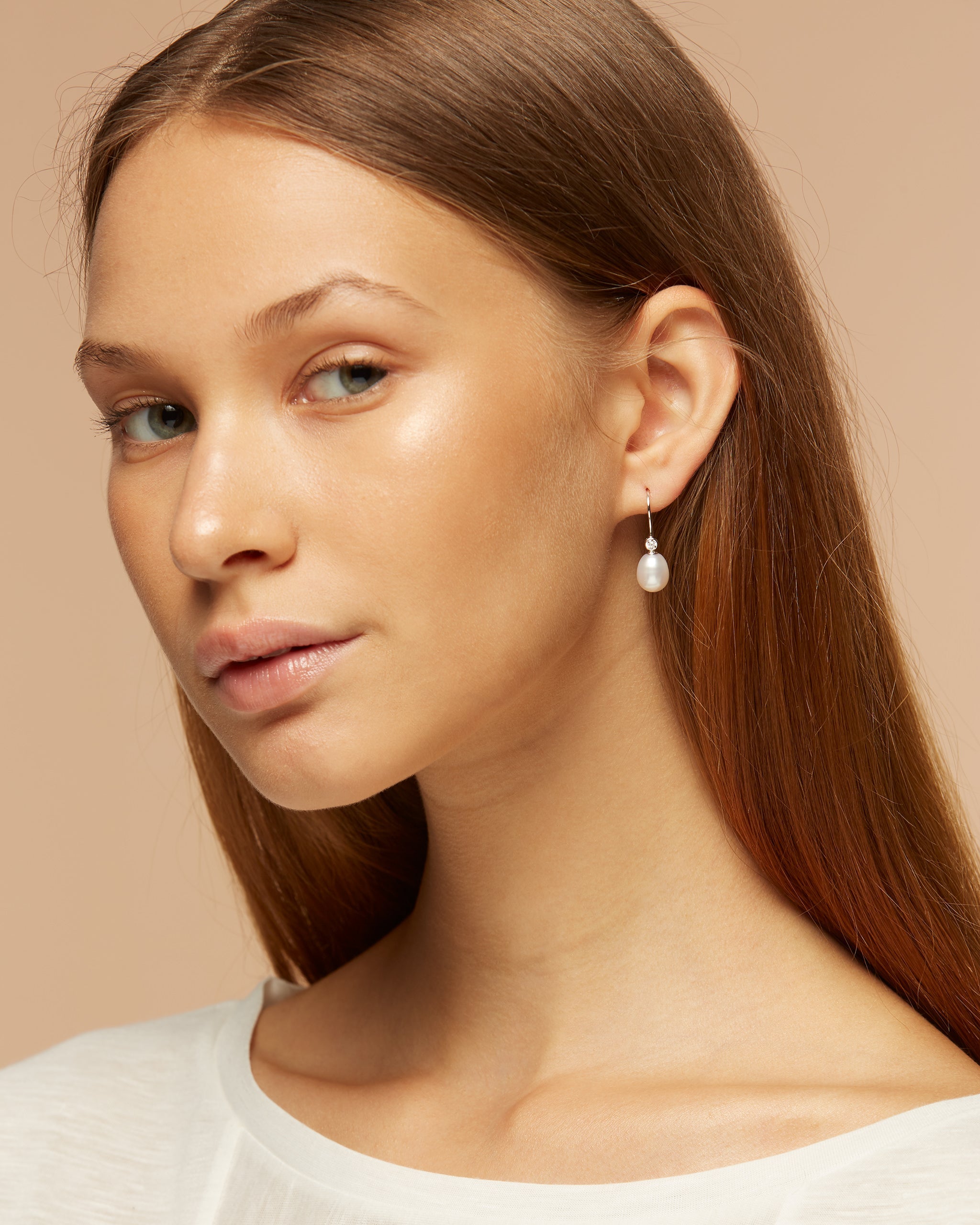Luna Dewdrop Pearl &amp; CZ Drop Earrings