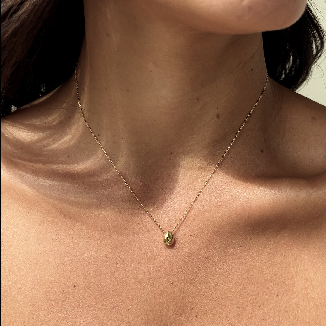 14K Gold Vermeil Sculptural Bean Pendant Necklace