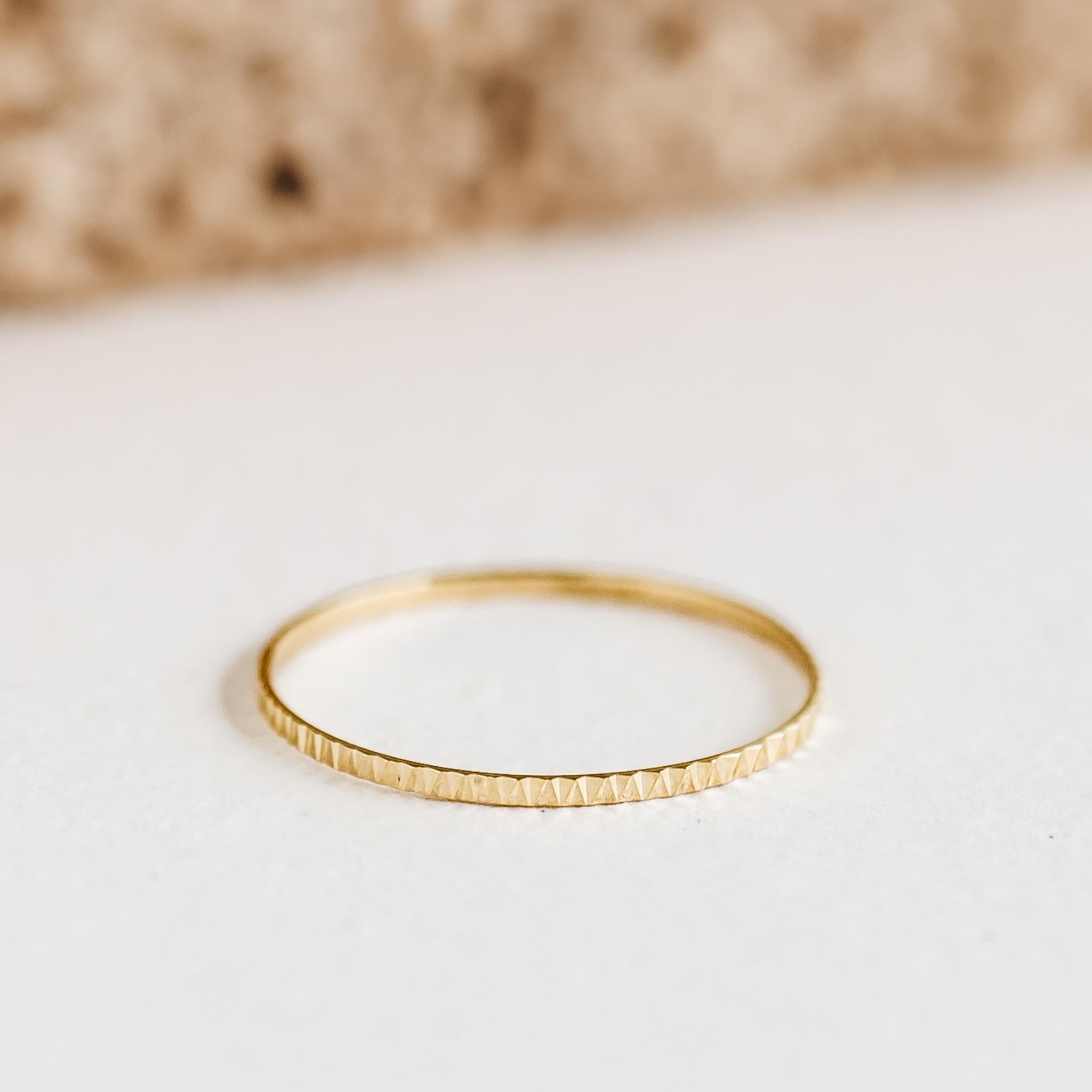 14K Gold Textured Stacking Ring