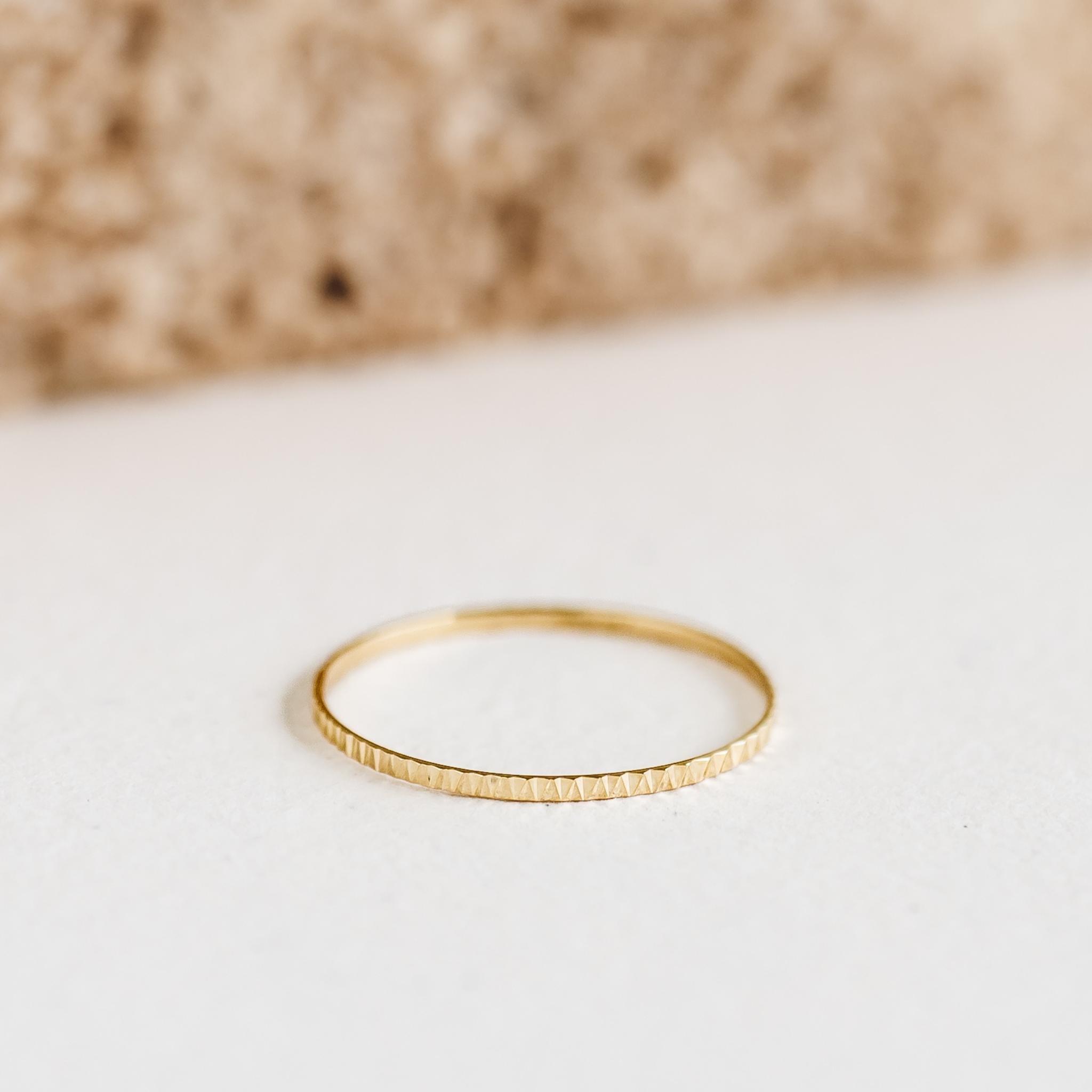14K Gold Textured Stacking Ring