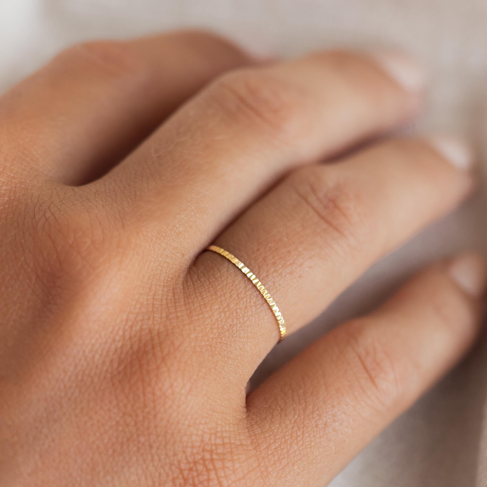 14K Gold Textured Stacking Ring