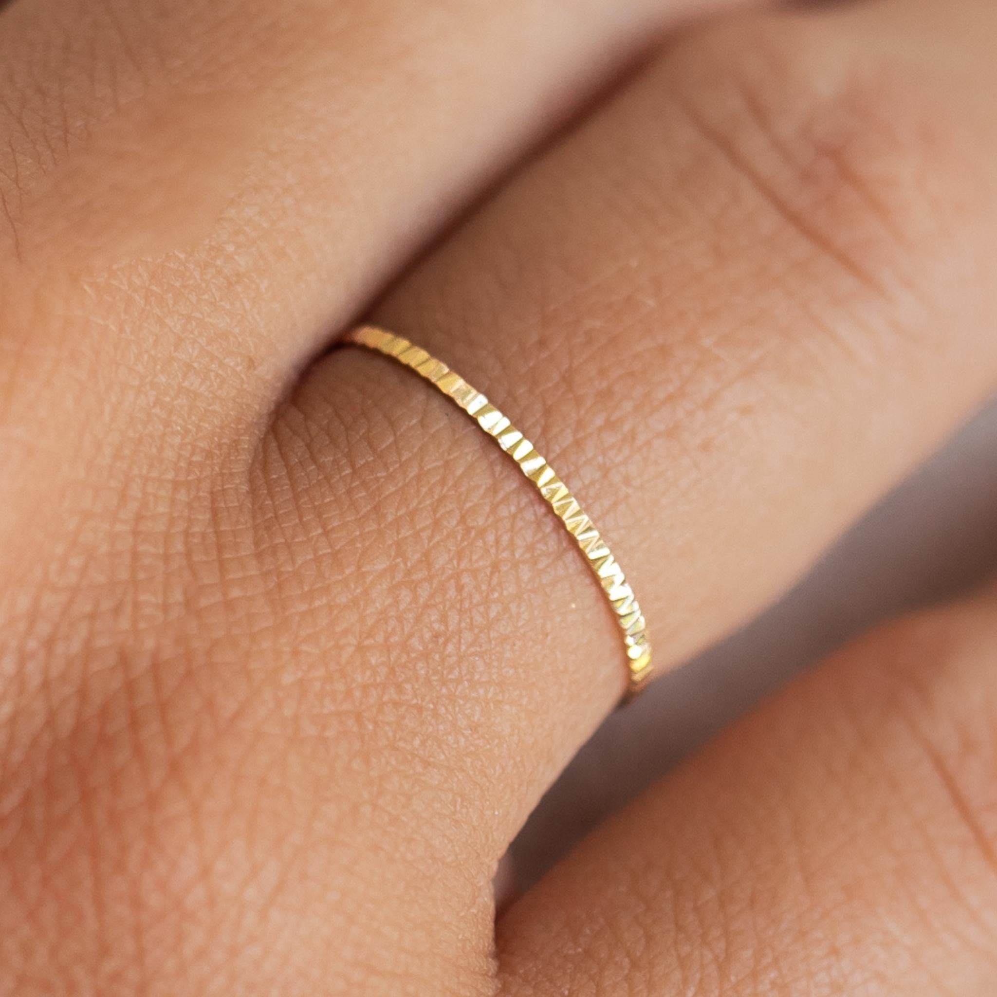 14K Gold Textured Stacking Ring