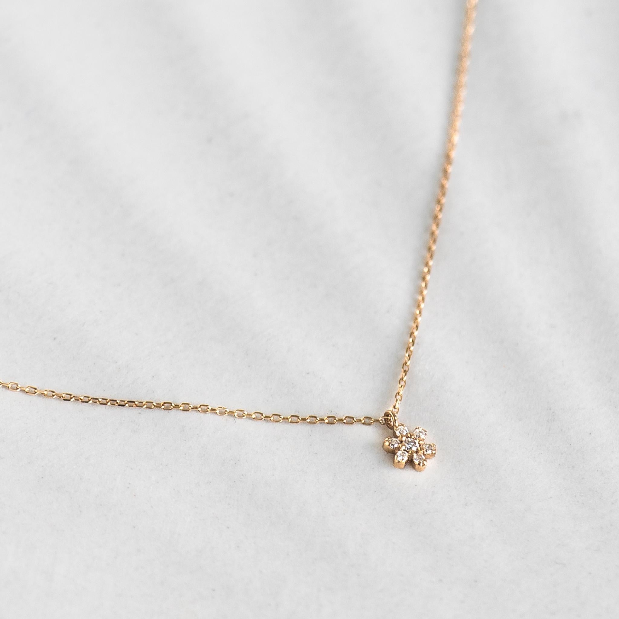 14K Gold Floral Diamond Necklace
