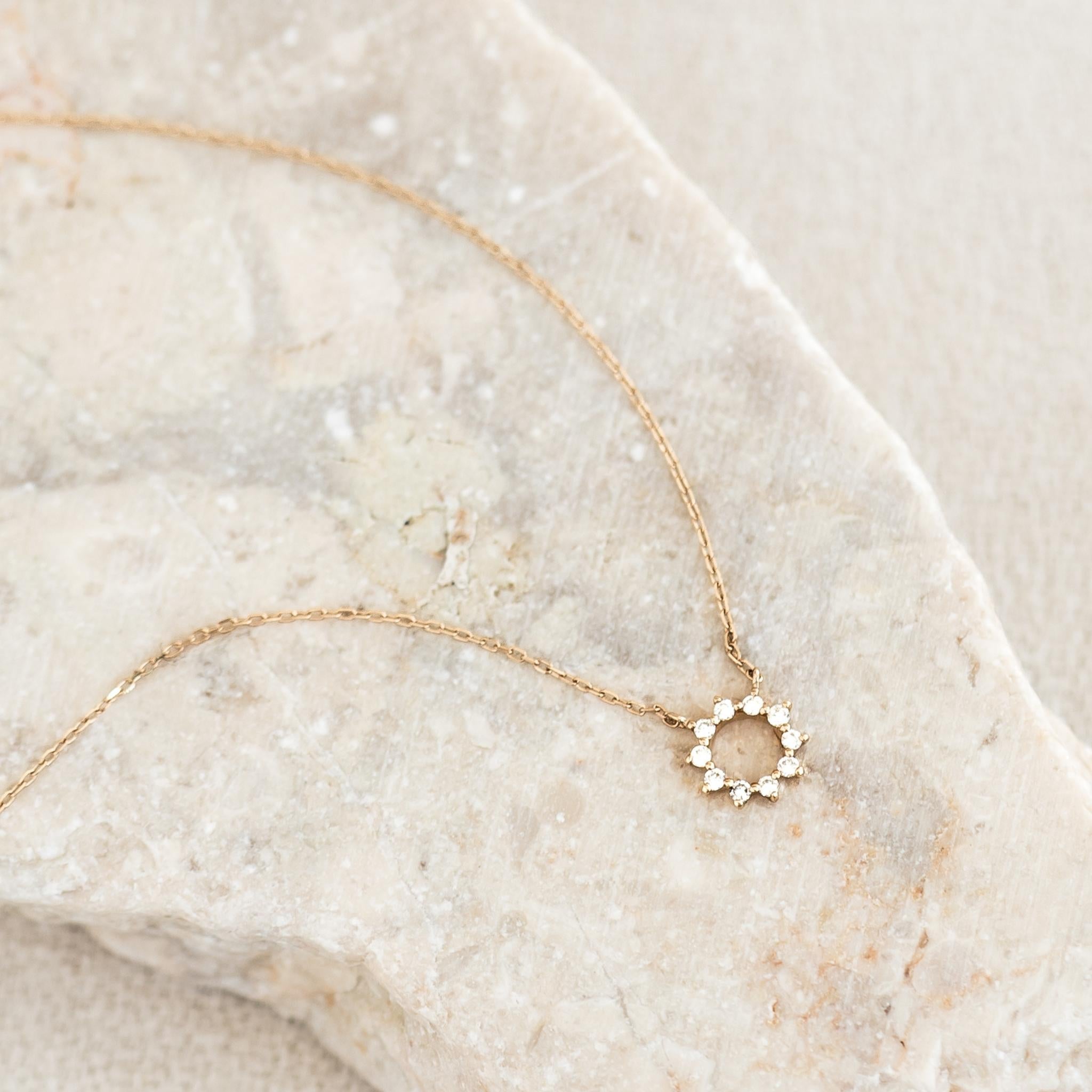 14K Gold Radiant Sun Diamond Necklace