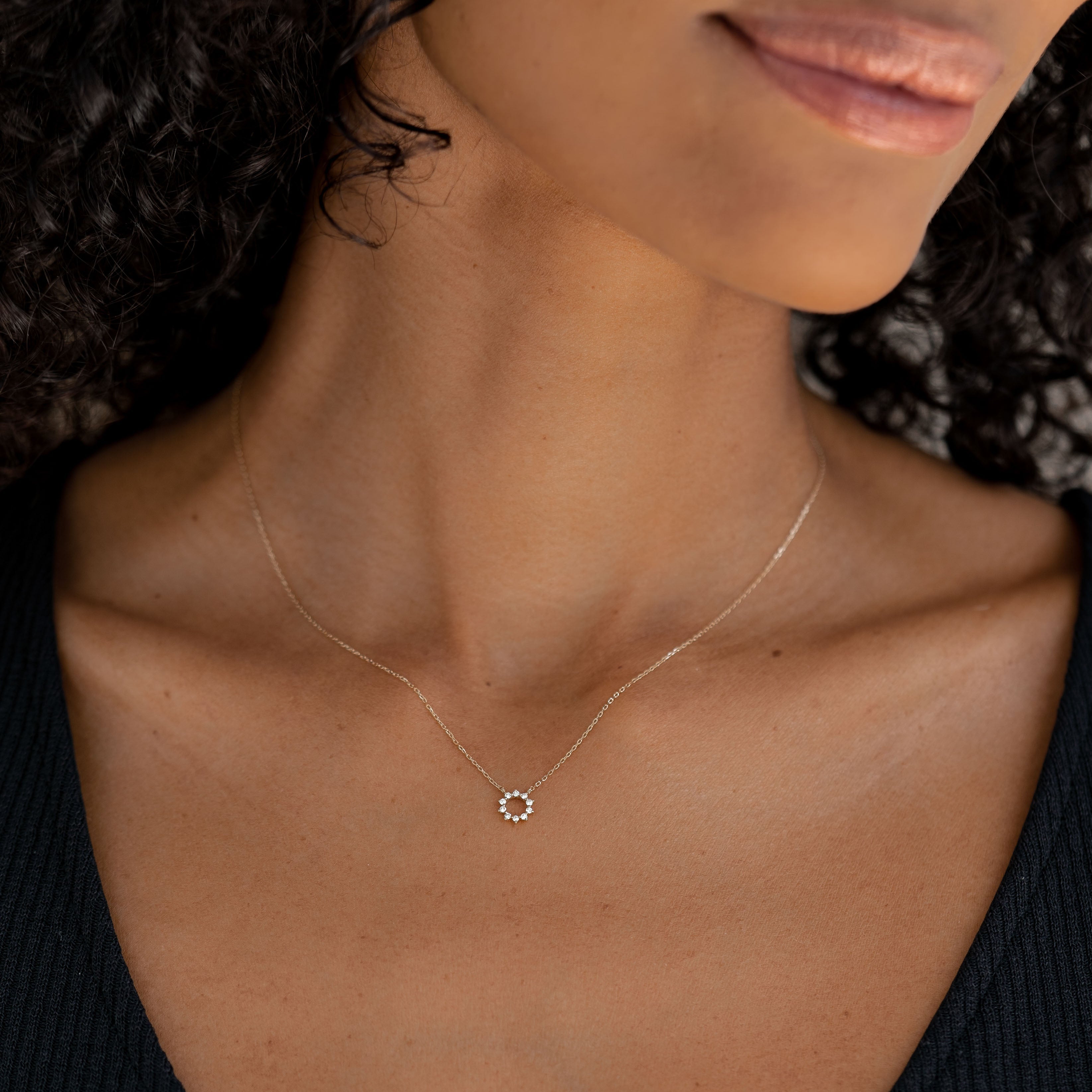 14K Gold Radiant Sun Diamond Necklace