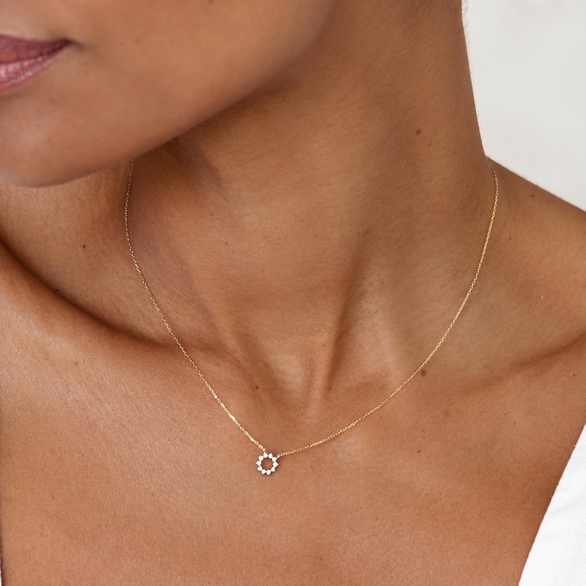 14K Gold Radiant Sun Diamond Necklace