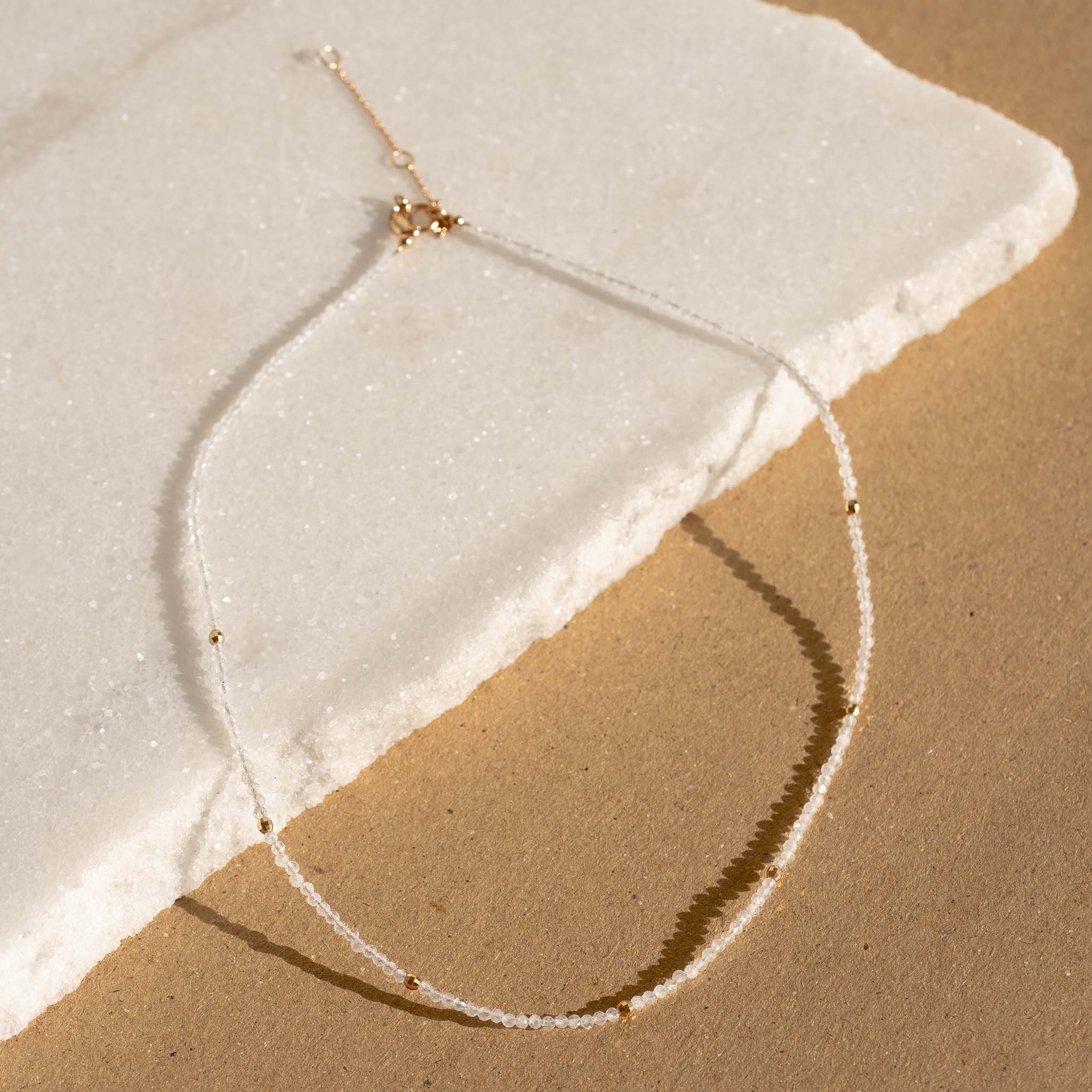 14K Gold Moonstone Bead Necklace
