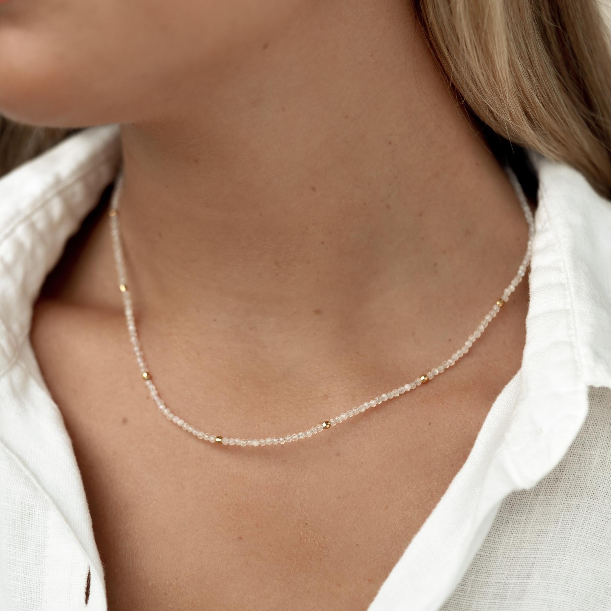 14K Gold Moonstone Bead Necklace