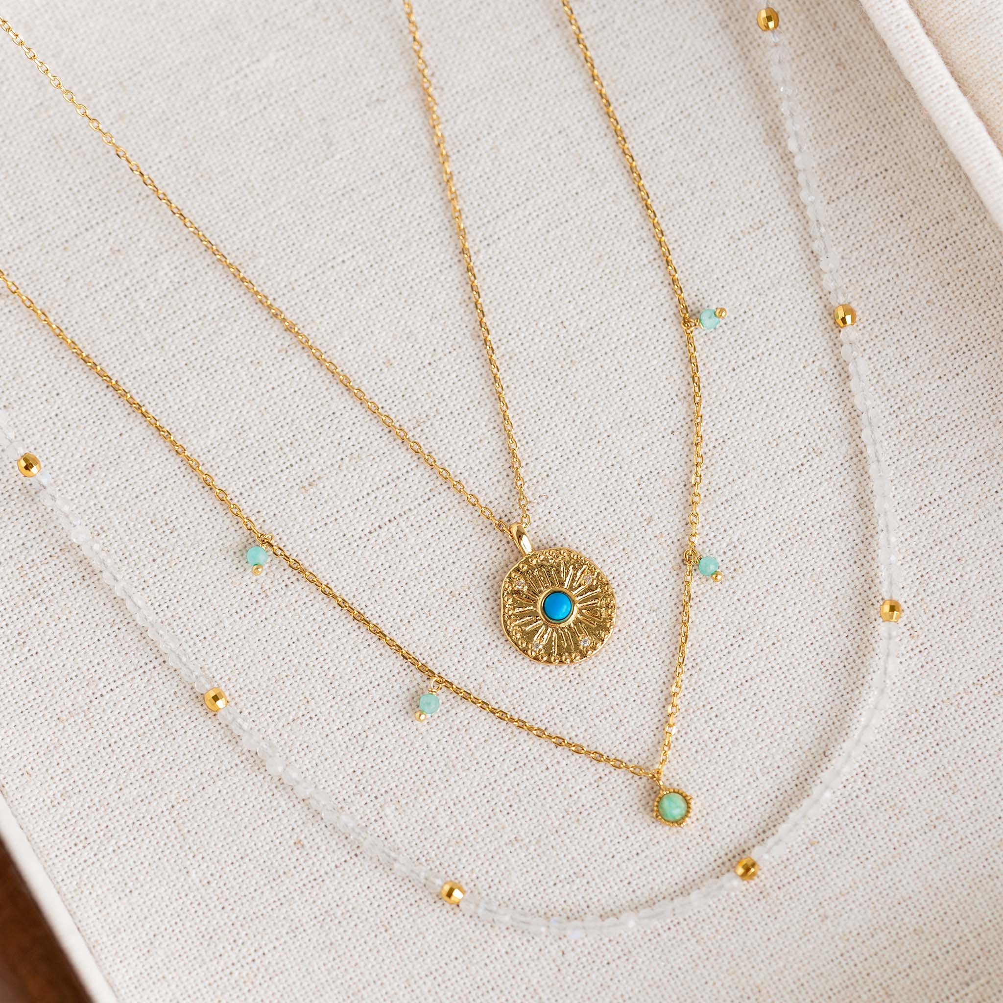 14K Gold Moonstone Bead Necklace
