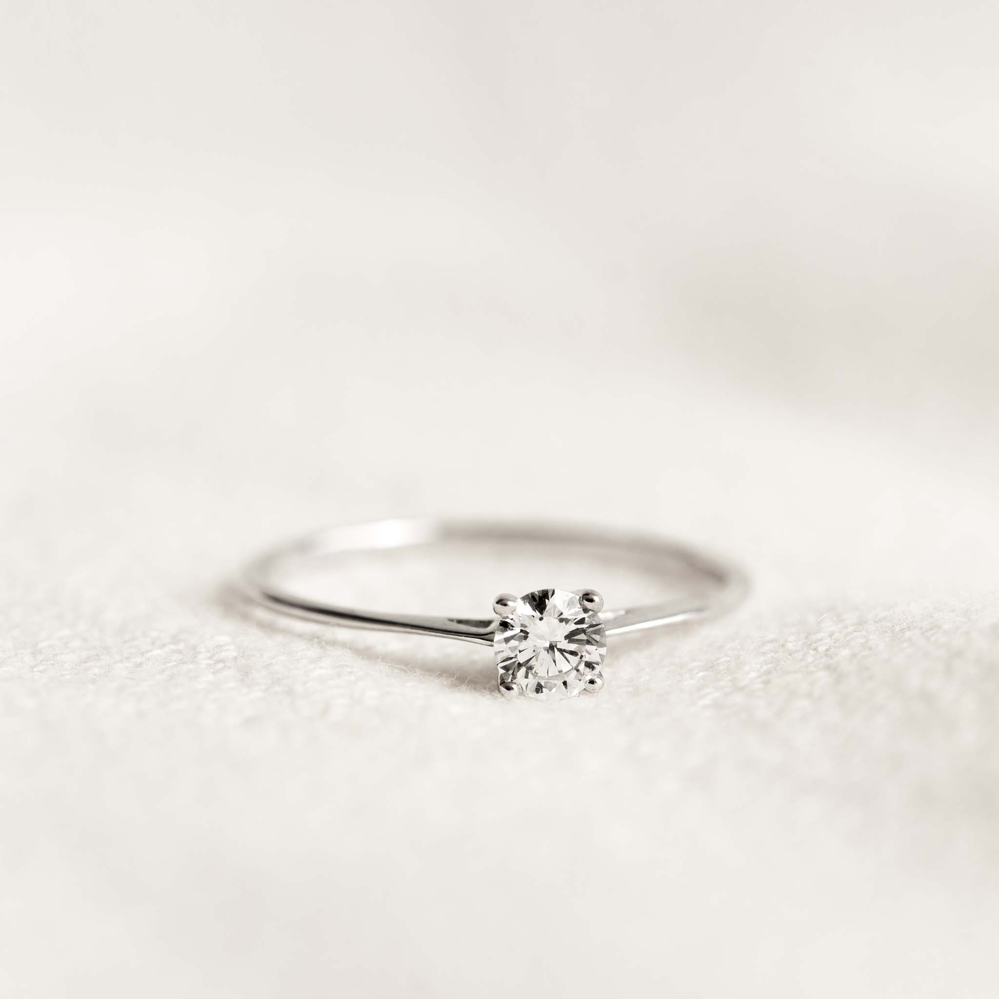14K White Gold Round Diamond Solitaire Ring