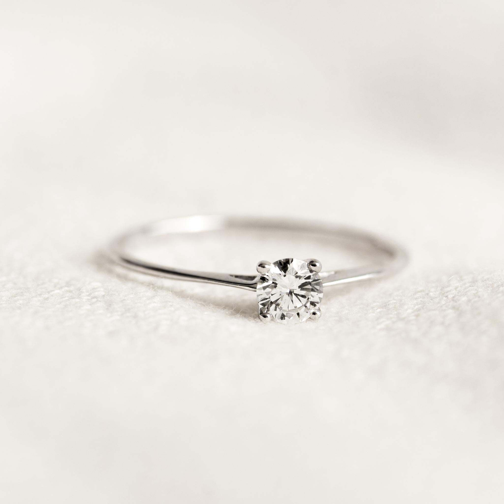14K White Gold Round Diamond Solitaire Ring