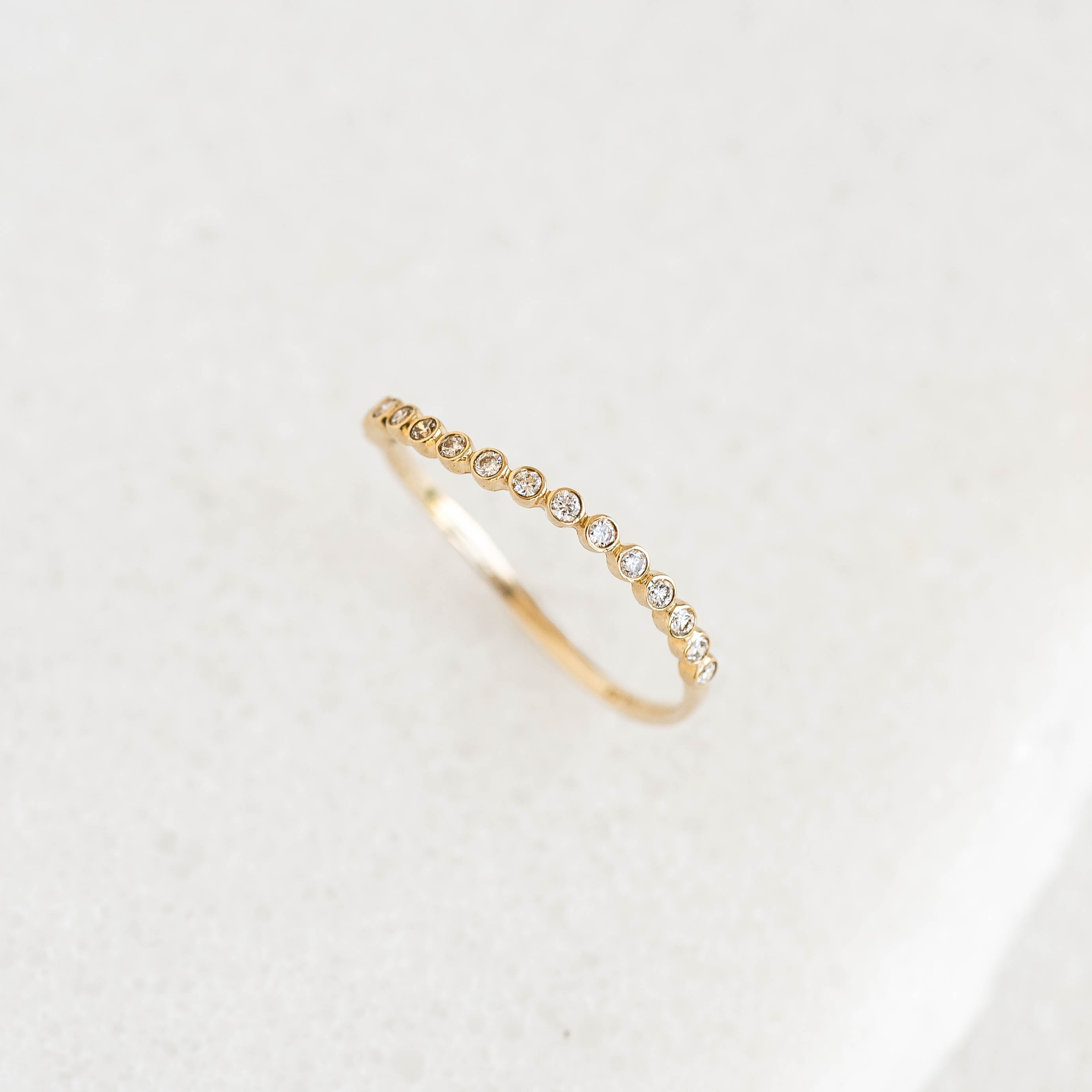 14K Gold Wavy Moissanite Diamond Band Ring