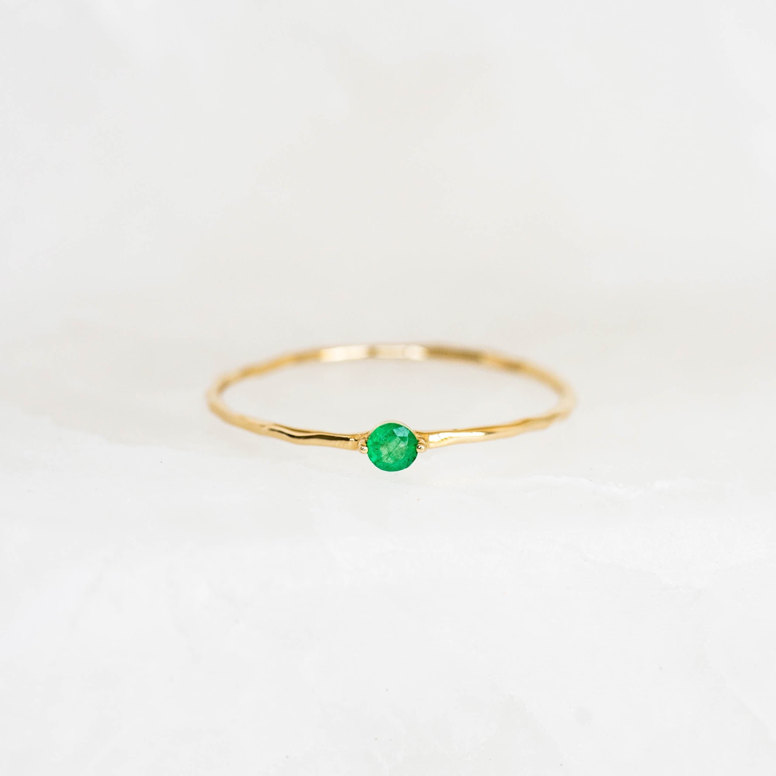 14K Gold Organically Shaped Emerald Ring
