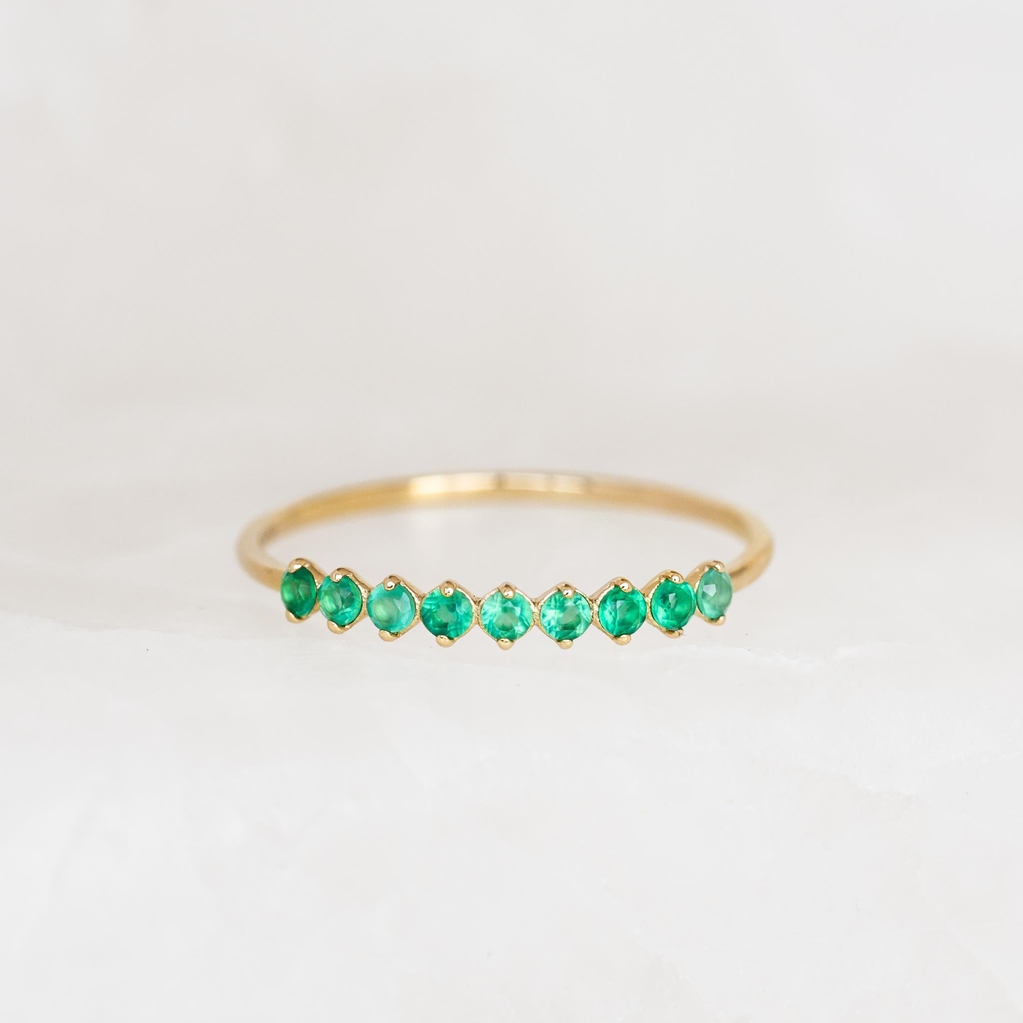 14K Gold Mystical Chalcedony Birthstone Ring - May