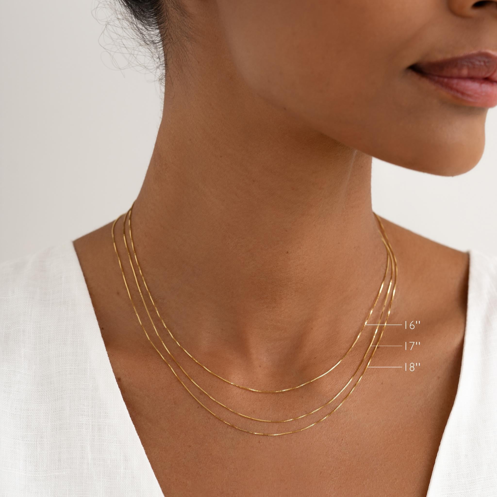 14K Gold Square Box Chain Necklace