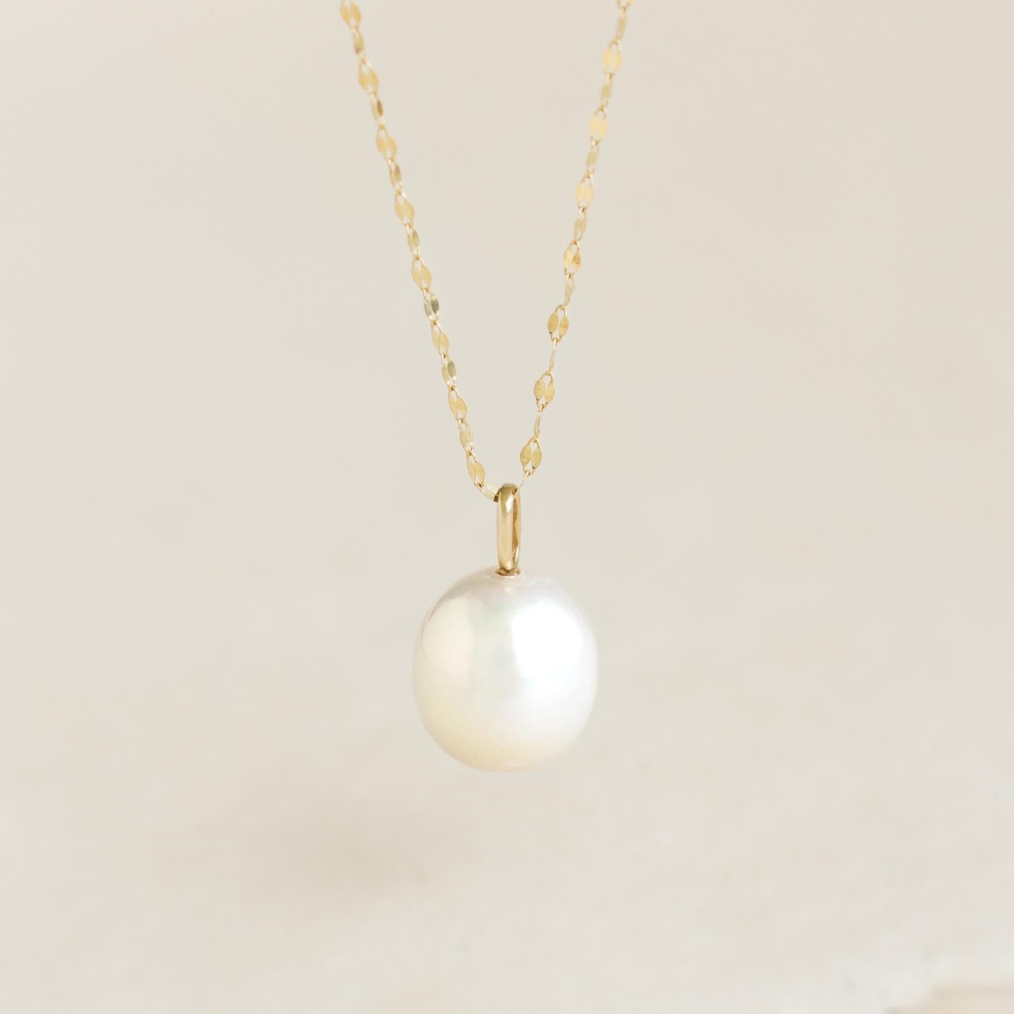 14K Gold Rice Pearl Charm Pendant