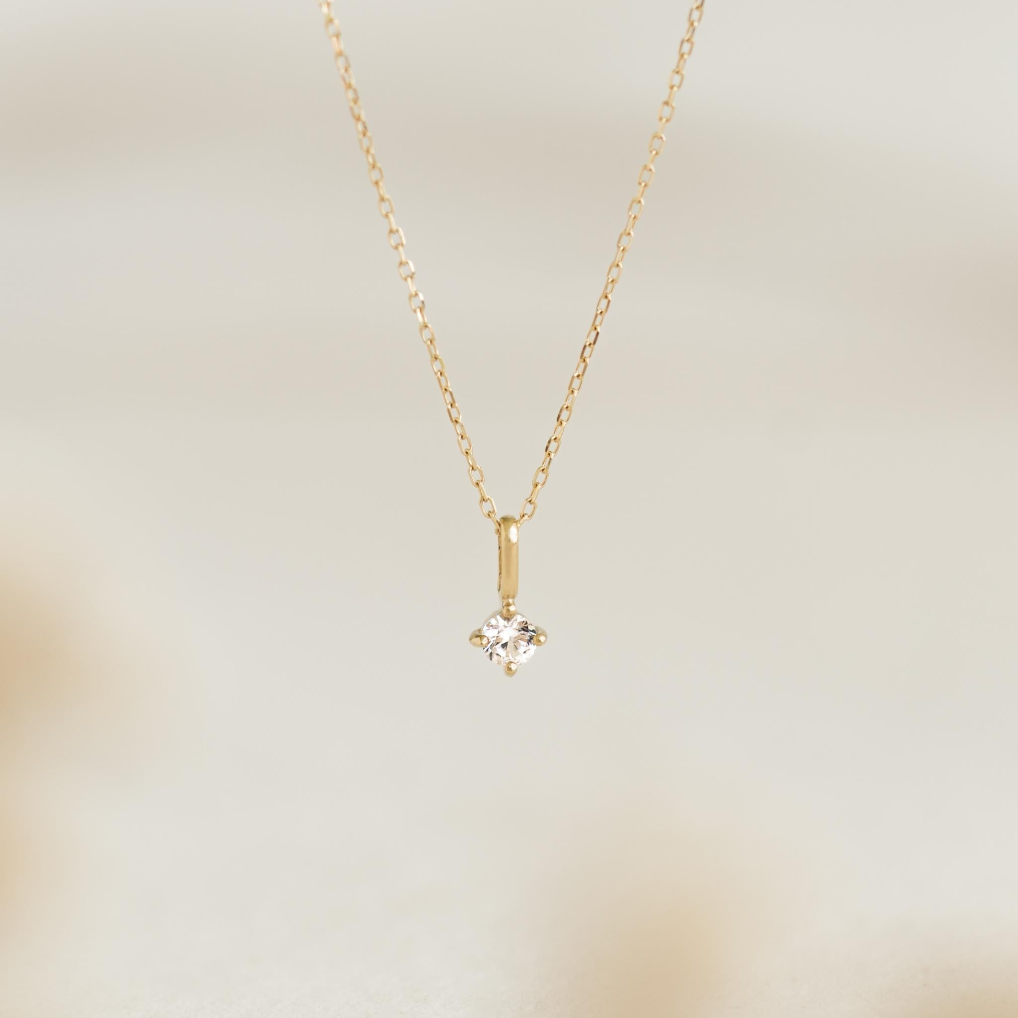 14K Gold Solitaire Diamond Pendant