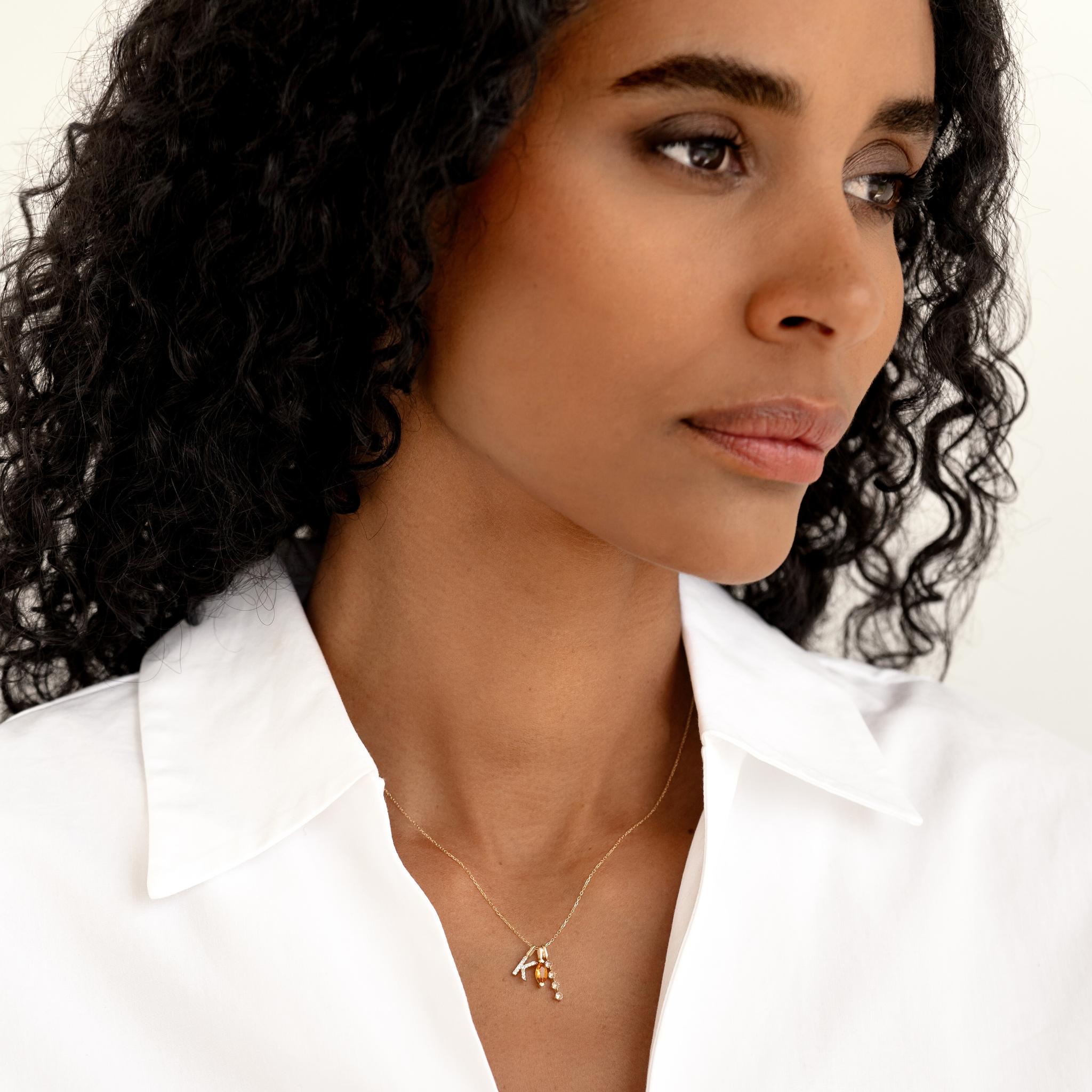 14K Gold Diamond Drop Bar Pendant