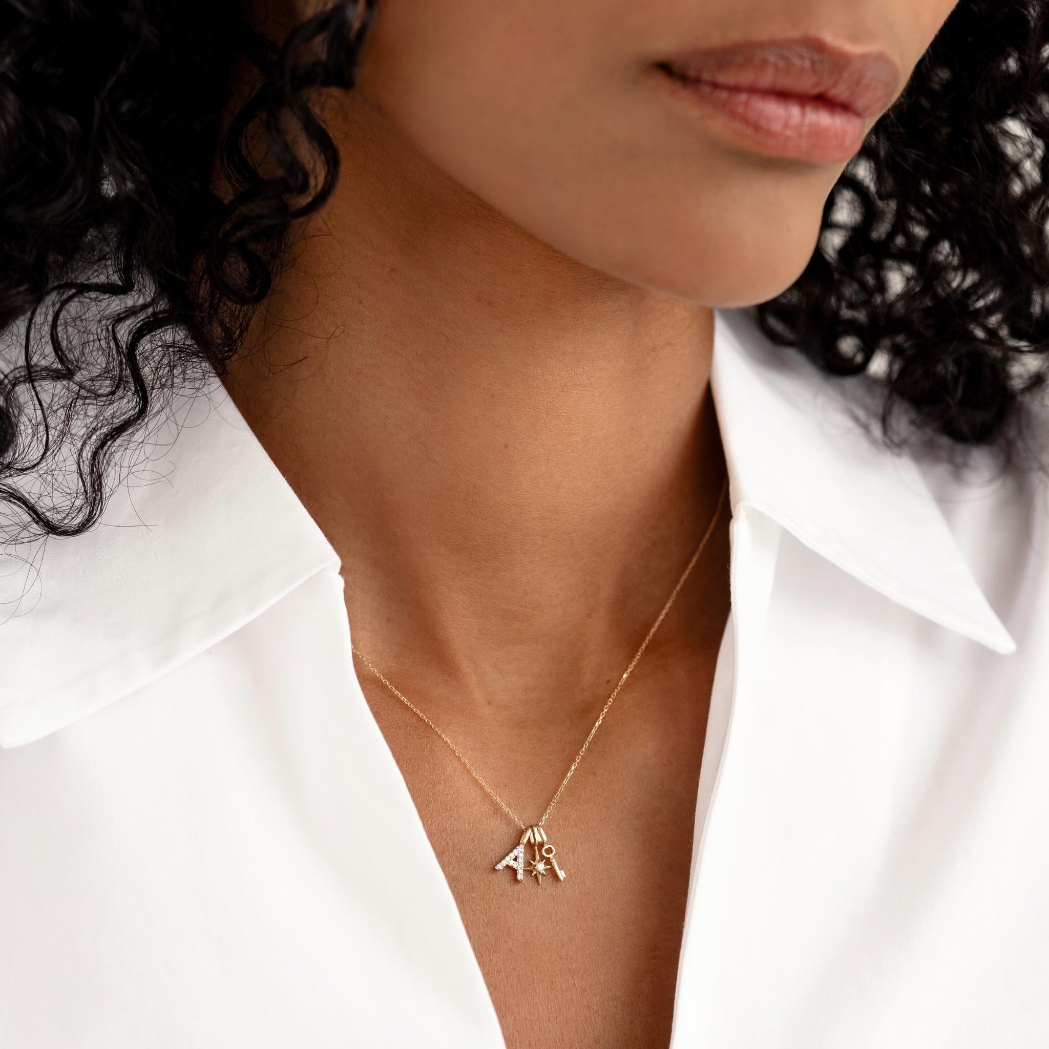 14K Gold North Star Diamond Pendant