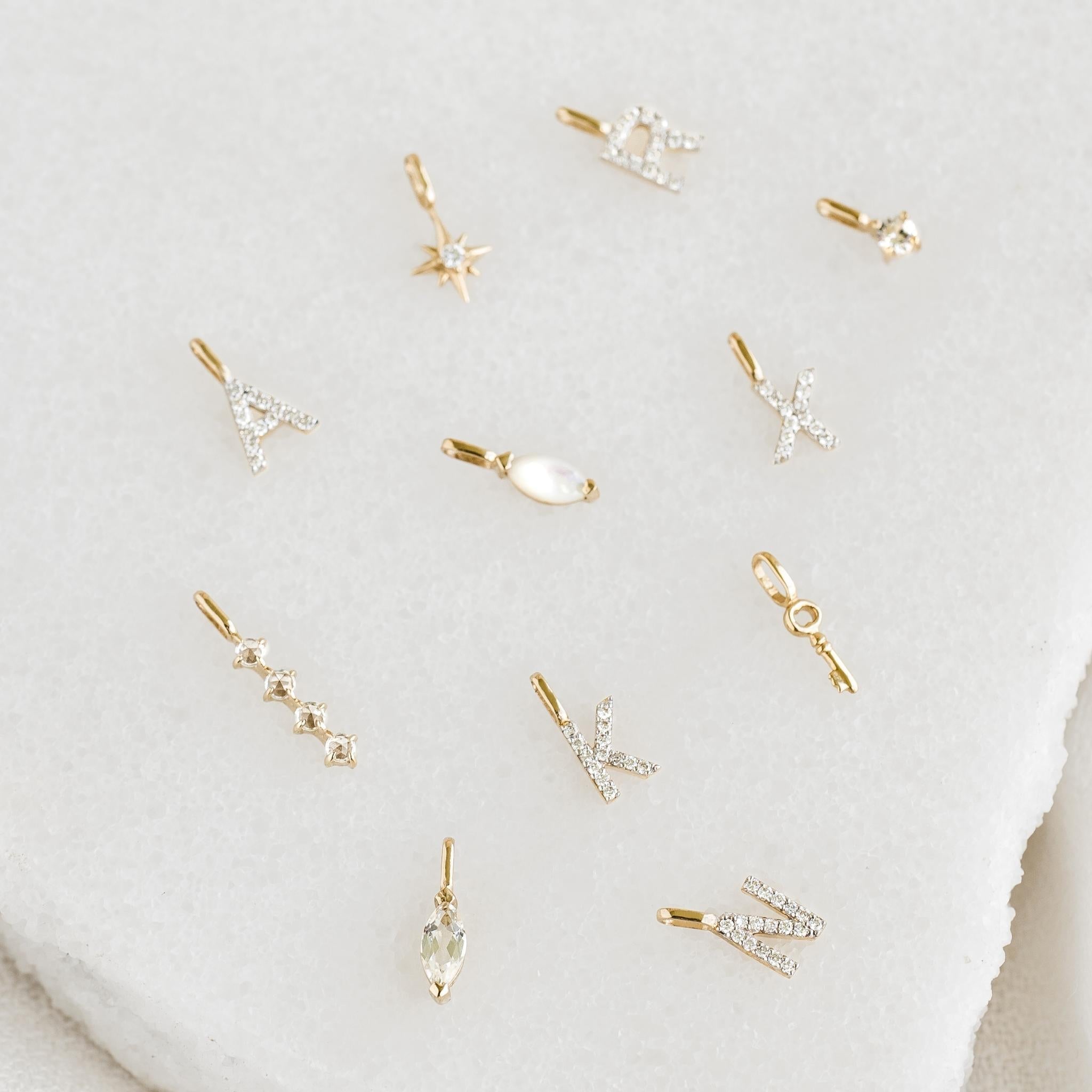 14K Gold Beaded Heart Charm Pendant