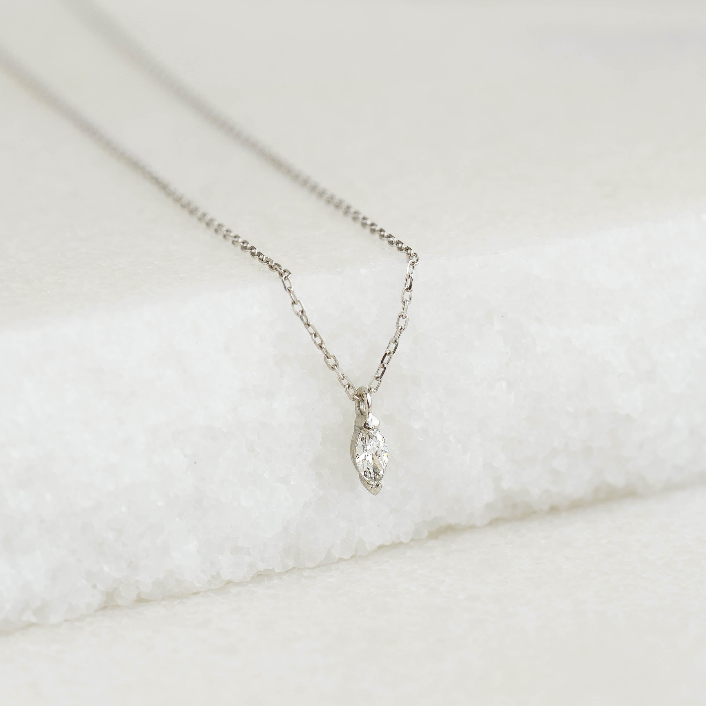 14K White Gold Aletta Marquise Diamond Necklace