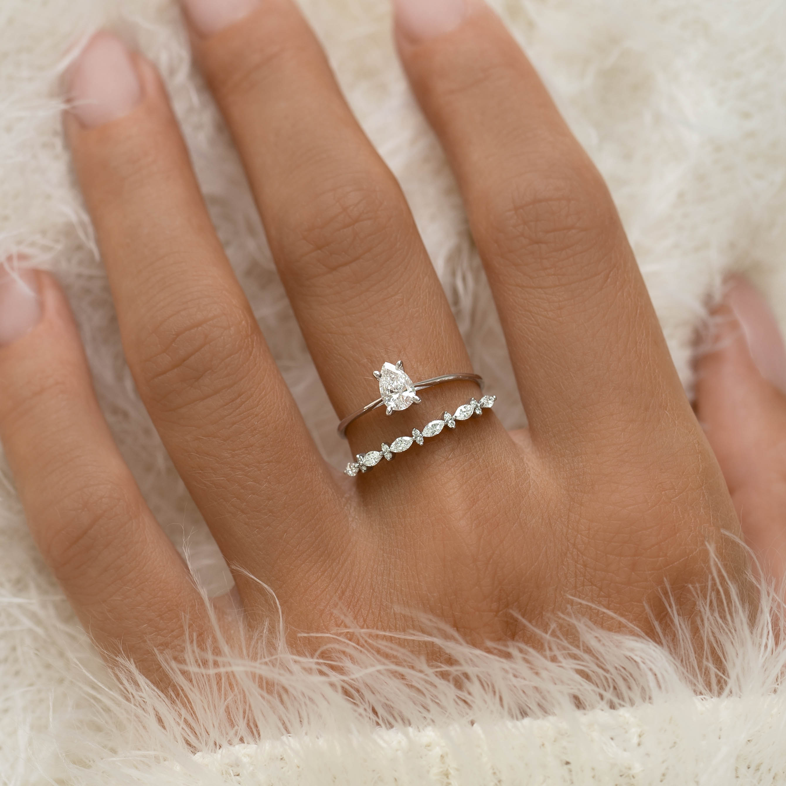 14K White Gold Pear-Cut Lab Grown Diamond Solitaire Ring